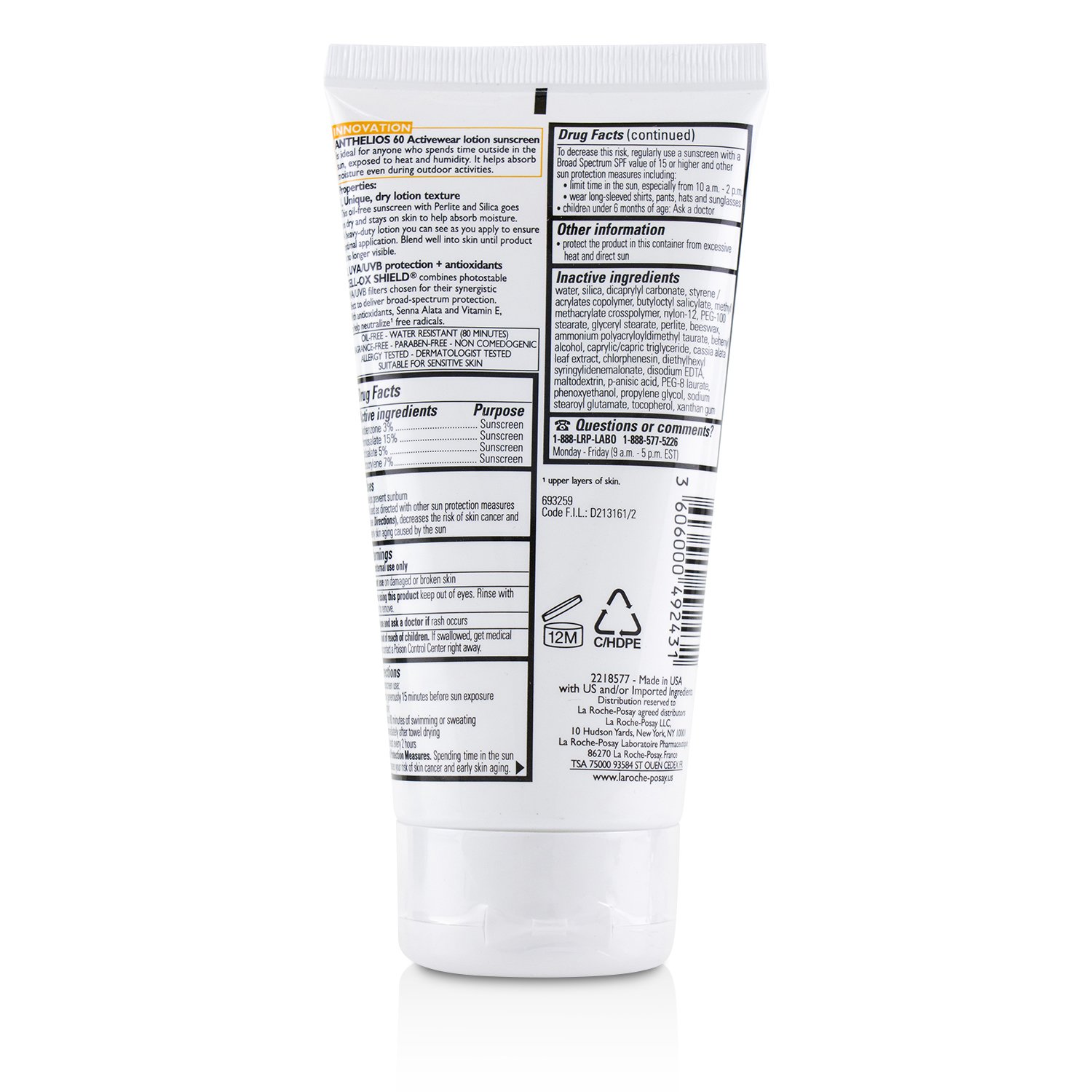 La Roche Posay Anthelios 60 Sport Activewear Loción Protectora Solar SPF 60 150ml/5oz