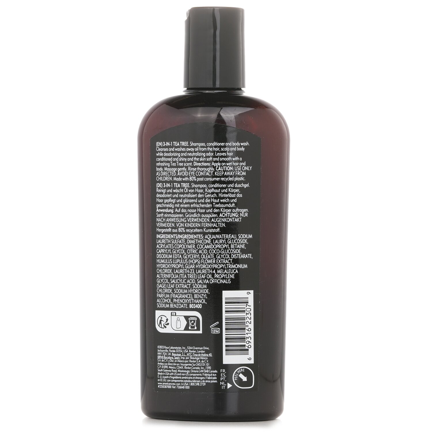 American Crew Men 3-IN-1 Tea Tree Shampoo, Conditioner and Body Wash 250ml/8.4oz