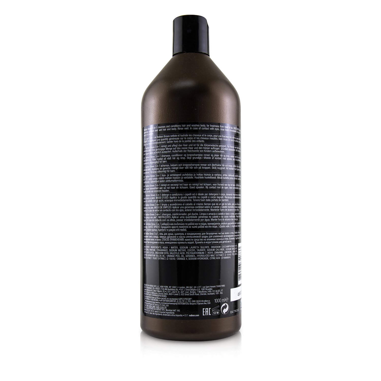 Redken Brews 3-in-1 Shampoo, Conditioner and Body Wash 1000ml/33.8oz