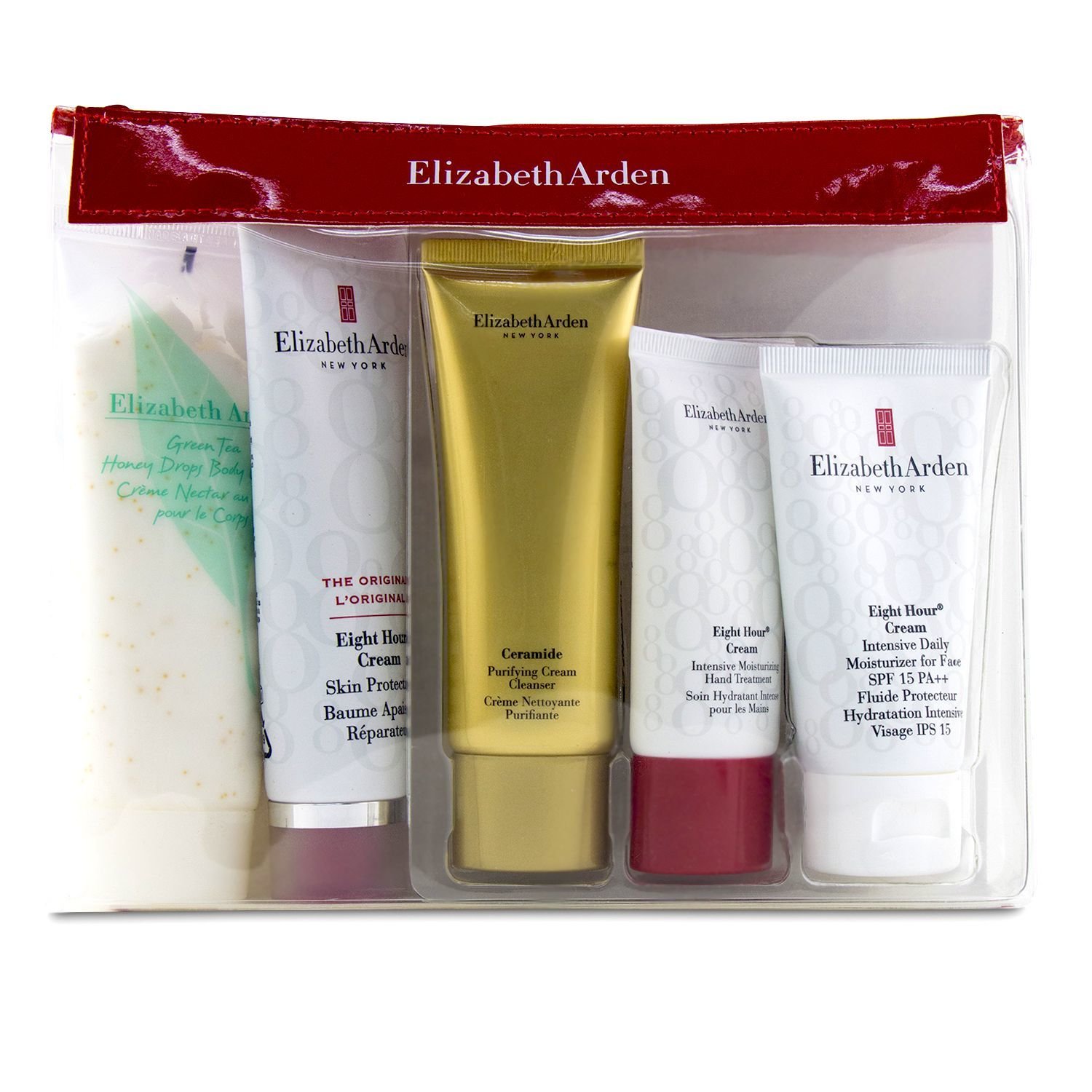 Elizabeth Arden Daily Beauty Essentials Set: Purifying Cream Cleanser+ Eight Hour Cream+ Eight Hour Cream SPF 15+ Ei 5pcs