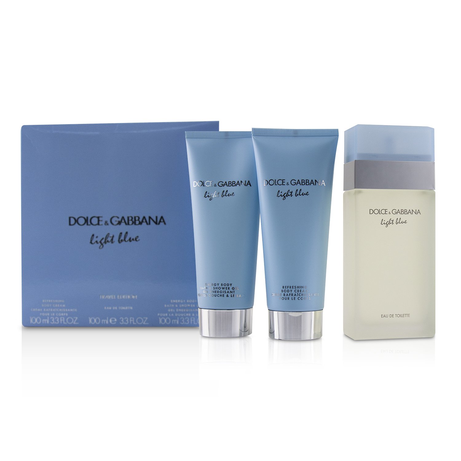Dolce & Gabbana Light Blue Coffret:Eau De Toilette Spray 100ml/3.3oz + Body Cream 100ml/3.3oz + B & S Gel 100ml/3.3oz 3pcs