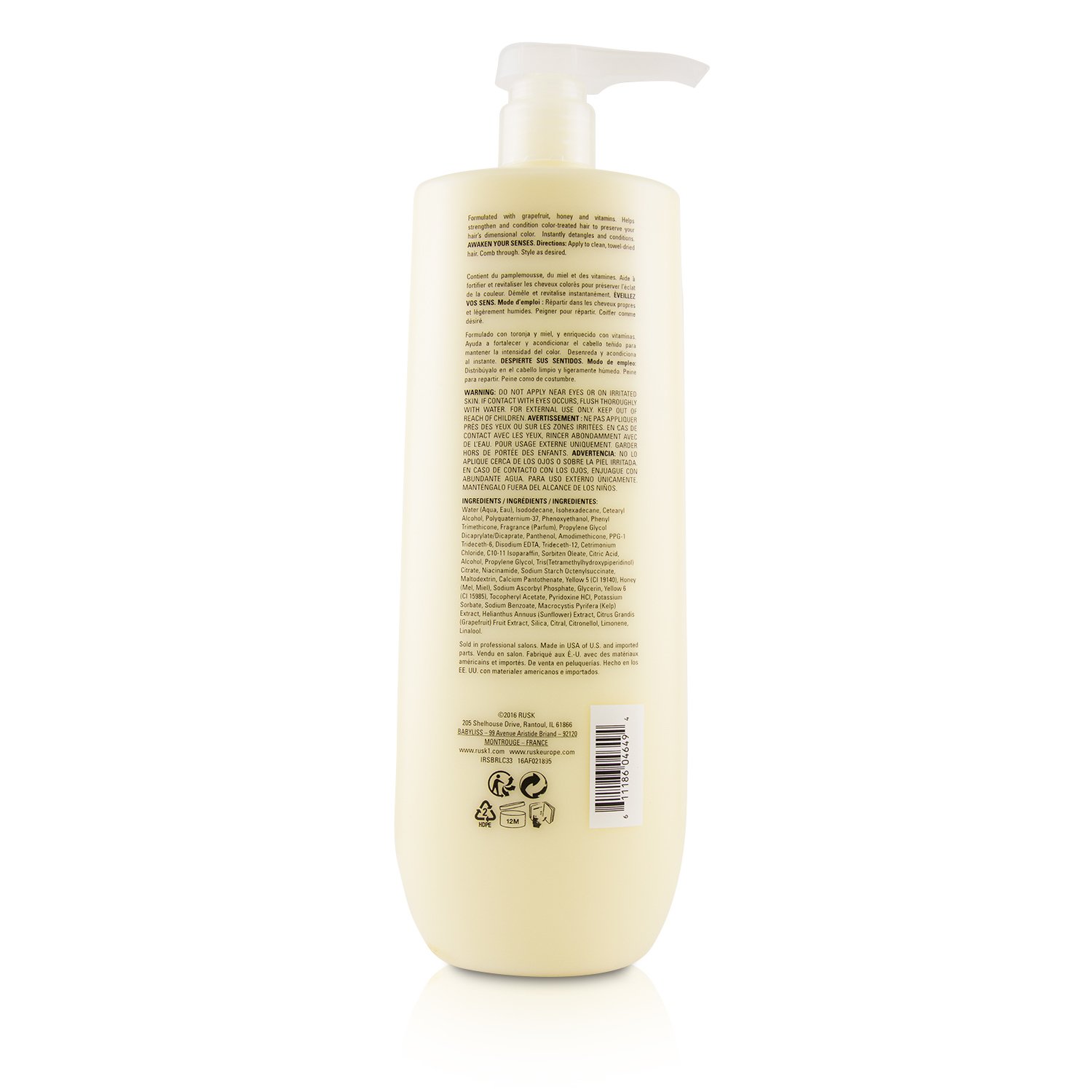 Rusk Sensories Brilliance Color-Protecting Leave-In Conditioner (Vitamin Infused with Grapefruit & Honey) 958g/33.8oz