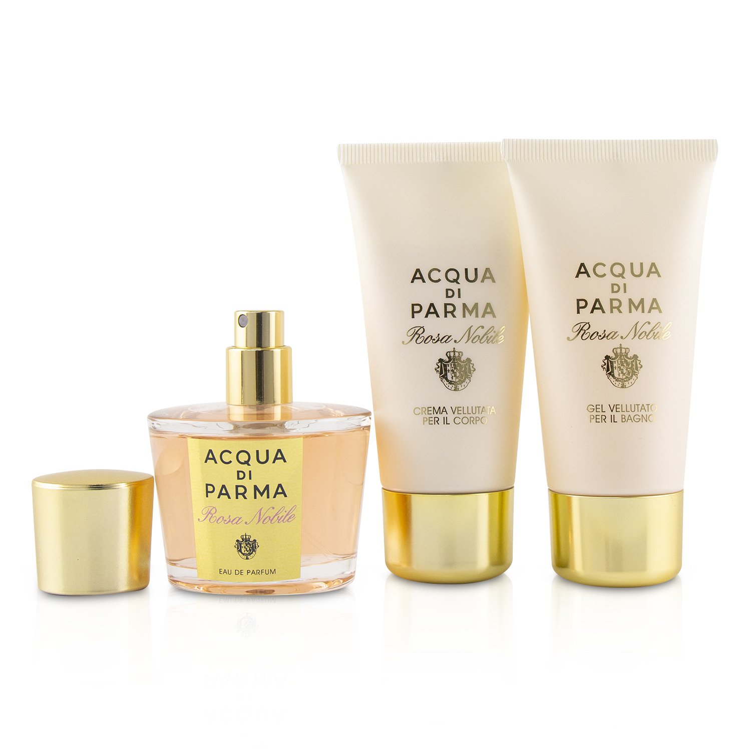 Acqua Di Parma Rosa Nobile Coffret: Eau De Parfum Spray 50ml/1.7oz + Velvety Bath Gel 50ml/1.7oz + Velvety Body Cream 50ml/1.7oz 3pcs