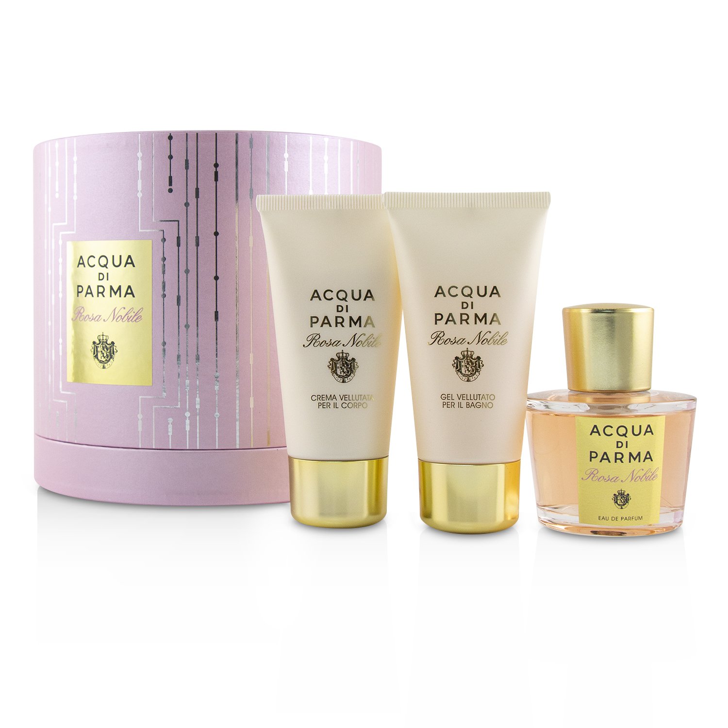 Acqua Di Parma Rosa Nobile Coffret: Eau De Parfum Spray 50ml/1.7oz + Velvety Bath Gel 50ml/1.7oz + Velvety Body Cream 50ml/1.7oz 3pcs