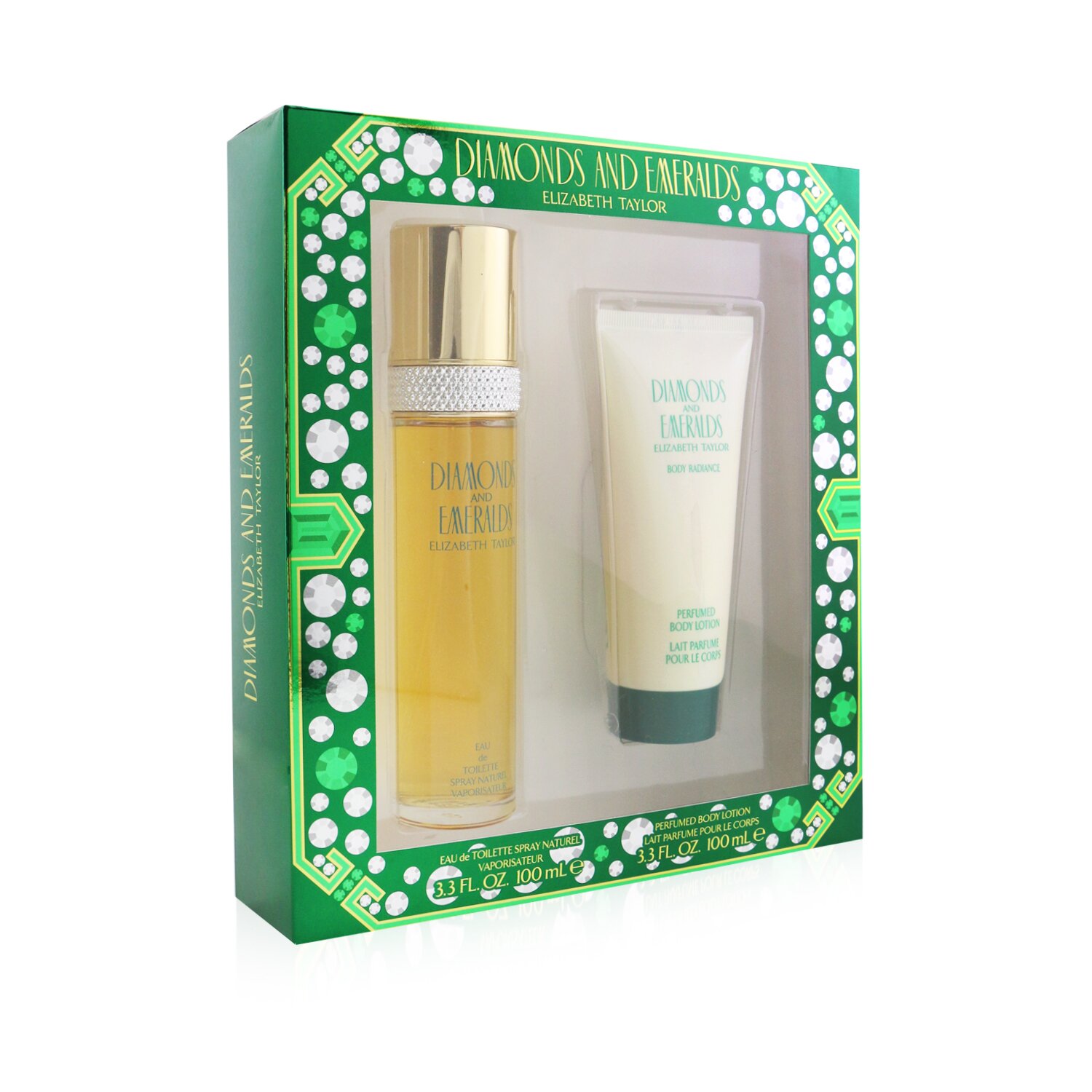 Elizabeth Taylor Diamond & Emerald Coffret: Eau De Toilette Spray 100ml/3.3oz + Perfumed Body Lotion 100ml/3.3oz 2pcs