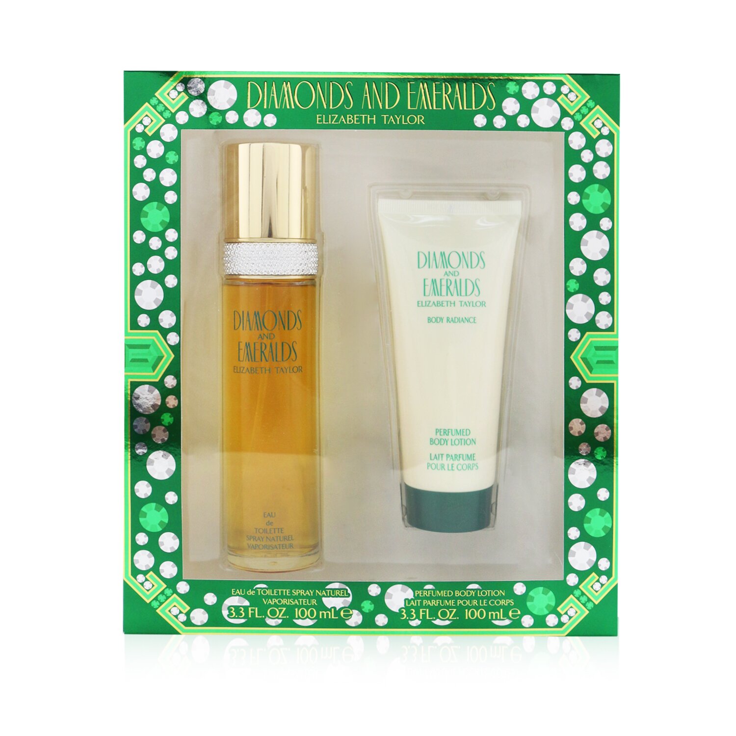 Elizabeth Taylor Diamond & Emerald Coffret: Eau De Toilette Spray 100ml/3.3oz + Perfumed Body Lotion 100ml/3.3oz 2pcs