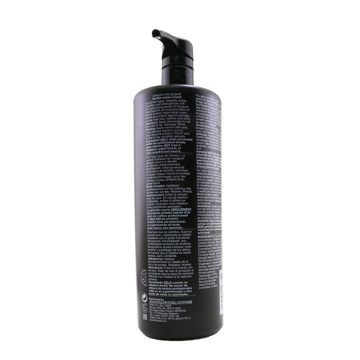 Paul Mitchell Awapuhi Wild Ginger Repair Keratin Cream Rinse (Detangle - Revive) 1000ml/33.8oz