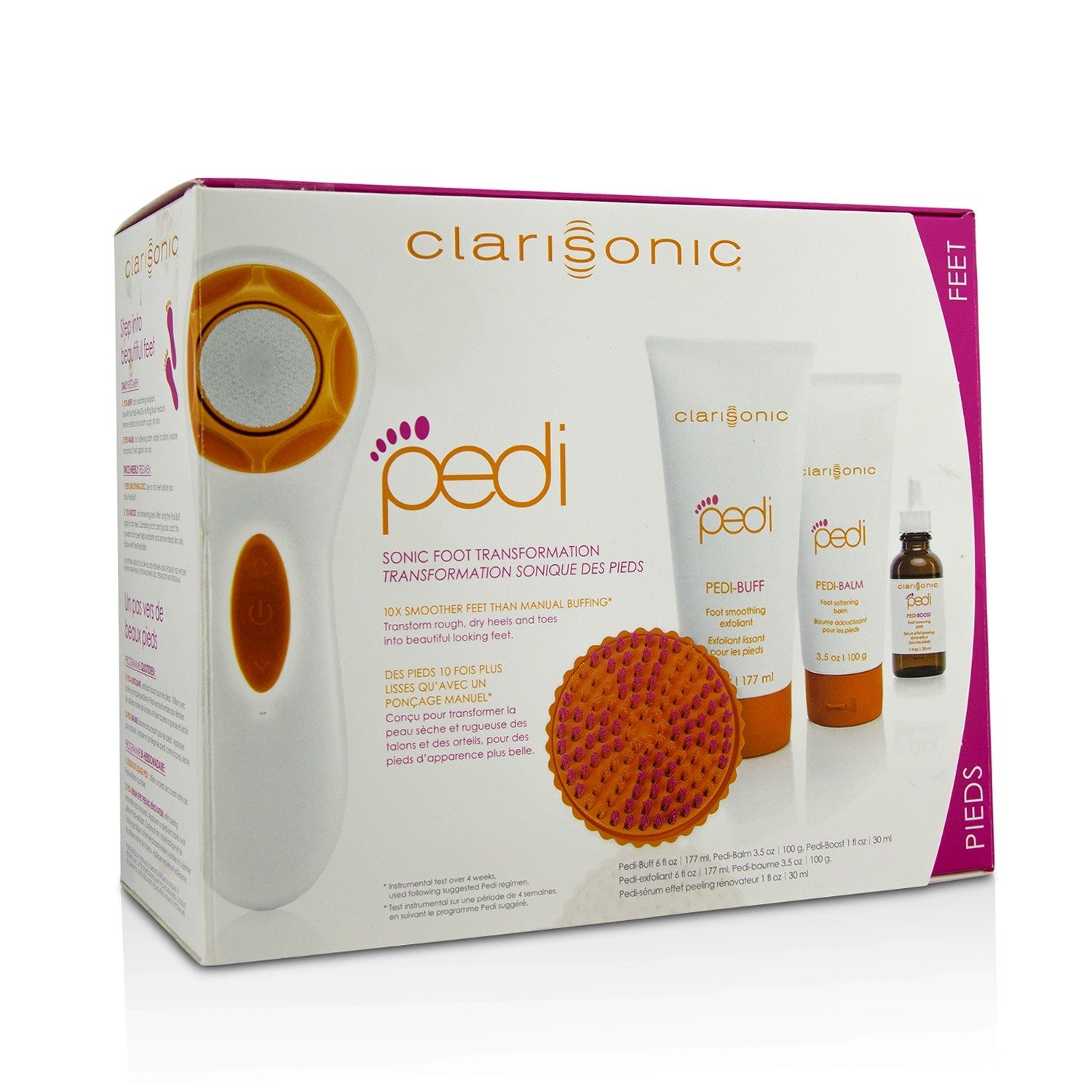 Clarisonic مجموعة تحويل الأقدام Pedi Sonic: Pedi-Buff + بلسم Pedi + مقشر مجددد للأقدام + آلة Pedi + صحن تنعيم (علبة متضررة قليلاً) 7pcs