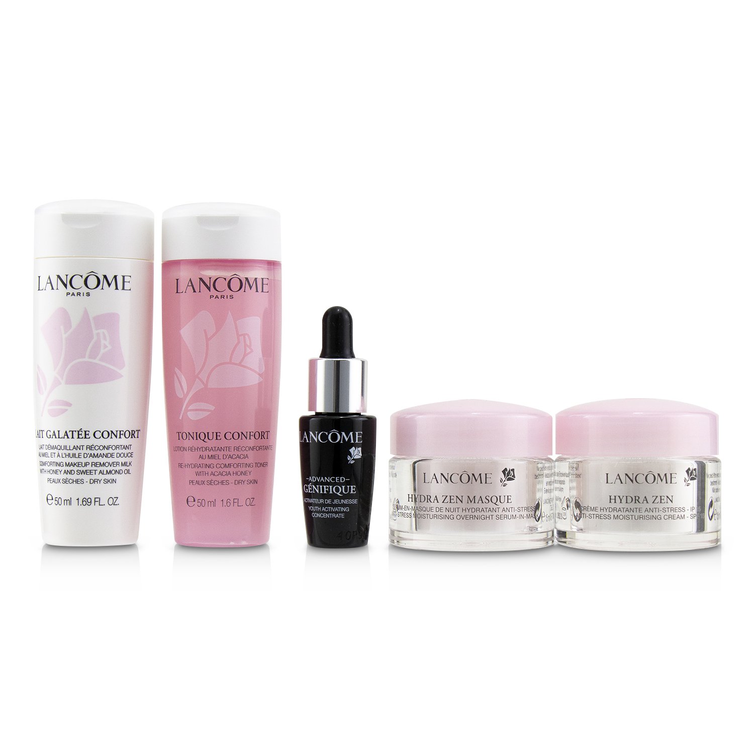 Lancome Your Hydration & Softness Discovery Kit: Confort Galatee+Confort Tonique+Genifique Concentrate+Hydra Zen Cream+Hydra Zen Mask 5pcs