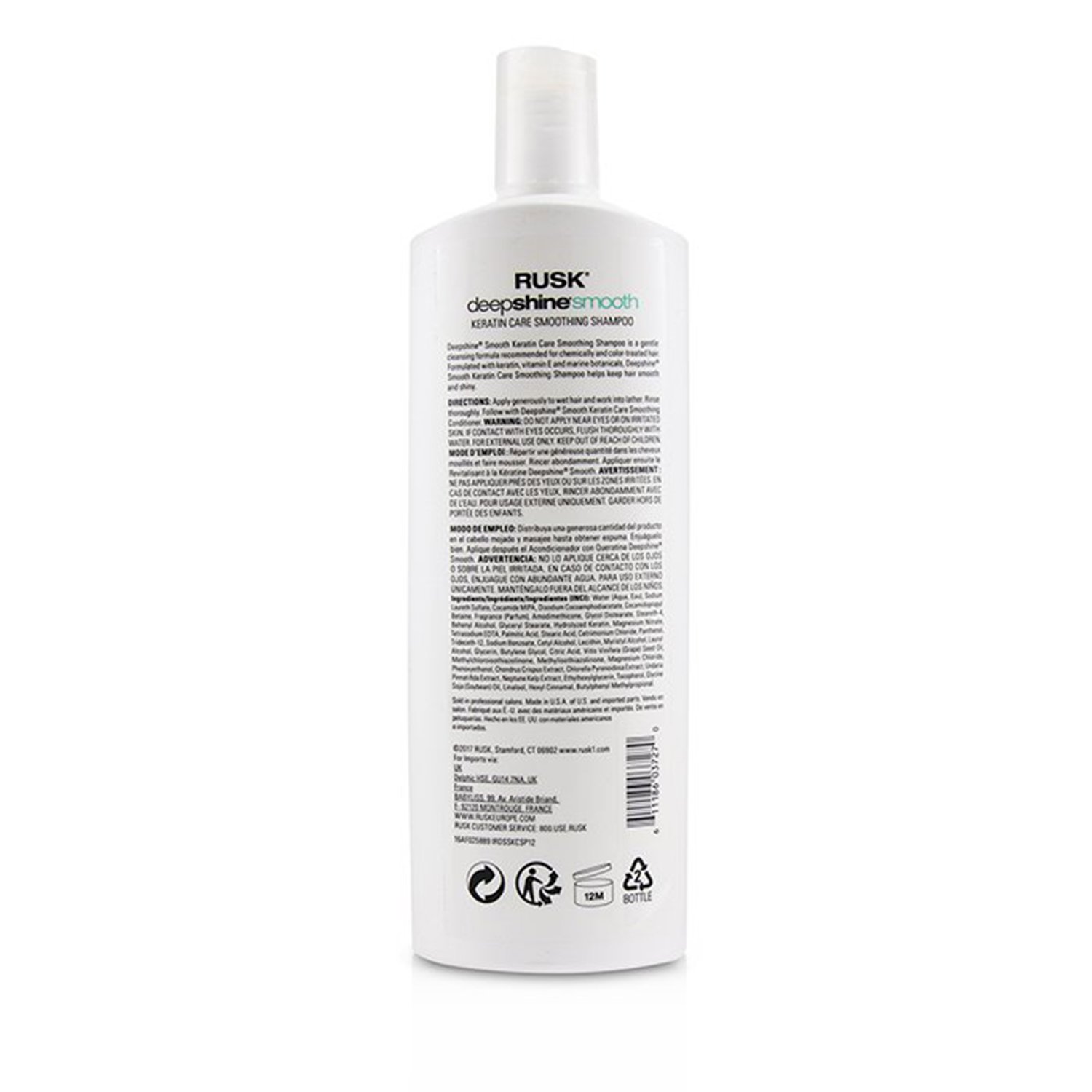 Rusk Deepshine Smooth Keratin Care Smoothing Shampoo 355ml/12oz