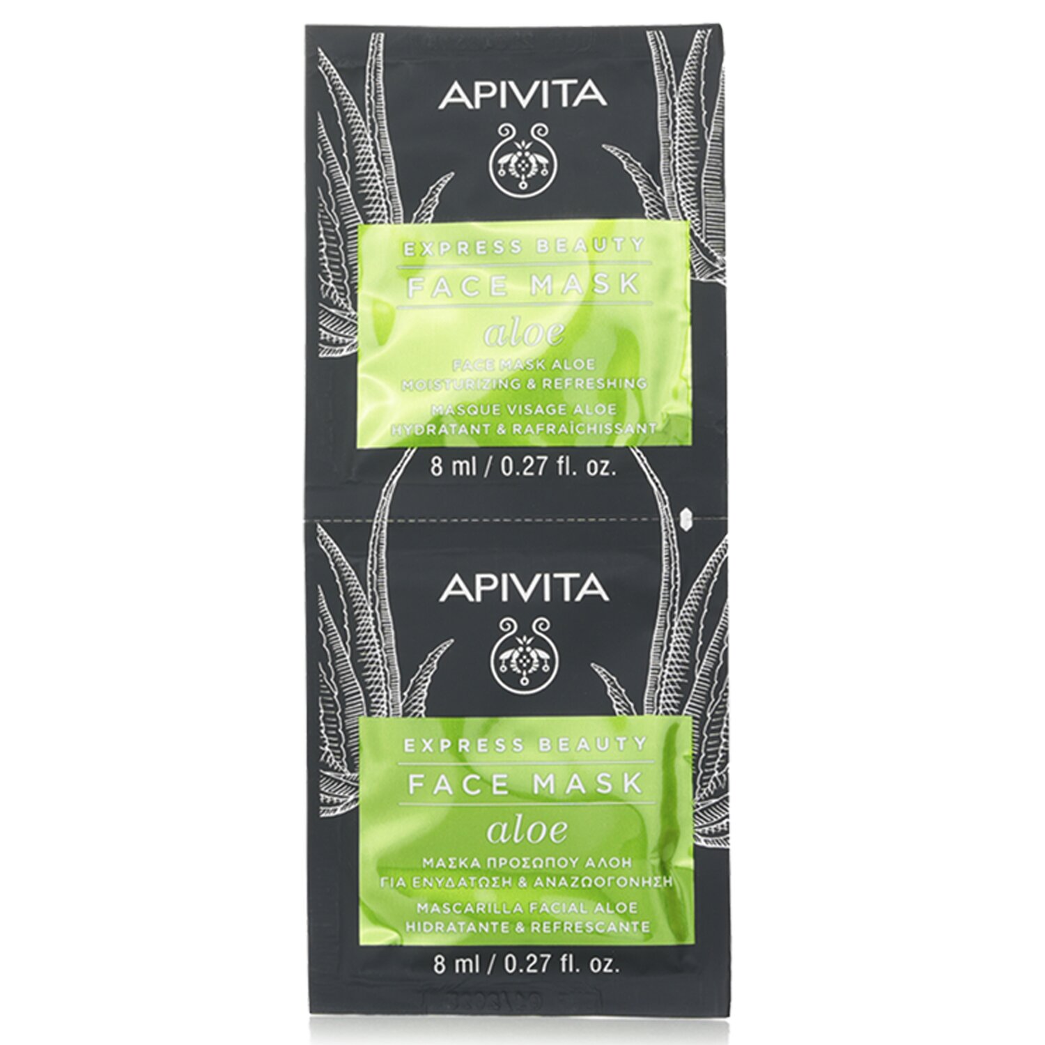 Apivita Express Beauty Face Mask with Aloe (Moisturizing & Refreshing) - Unboxed 6x(2x8ml)