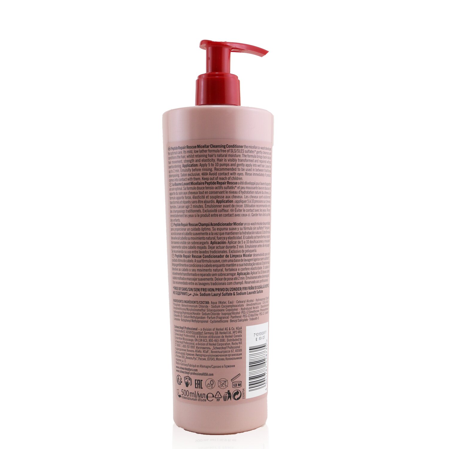 Schwarzkopf BC Bonacure Peptide Repair Rescue Micellar Cleansing Conditioner (For Normal to Thick Damaged Hair) 500ml/16.9oz