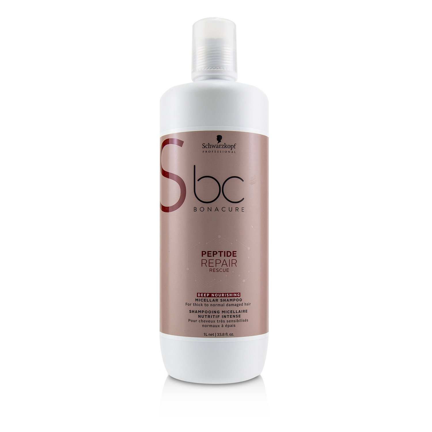 Schwarzkopf شامبو ميسيلار لتغذية أعماق الشعر BC Bonacure Peptide Repair Rescue (للشعر السميك إلى الشعر العادي والتالف) 1000ml/33.8oz