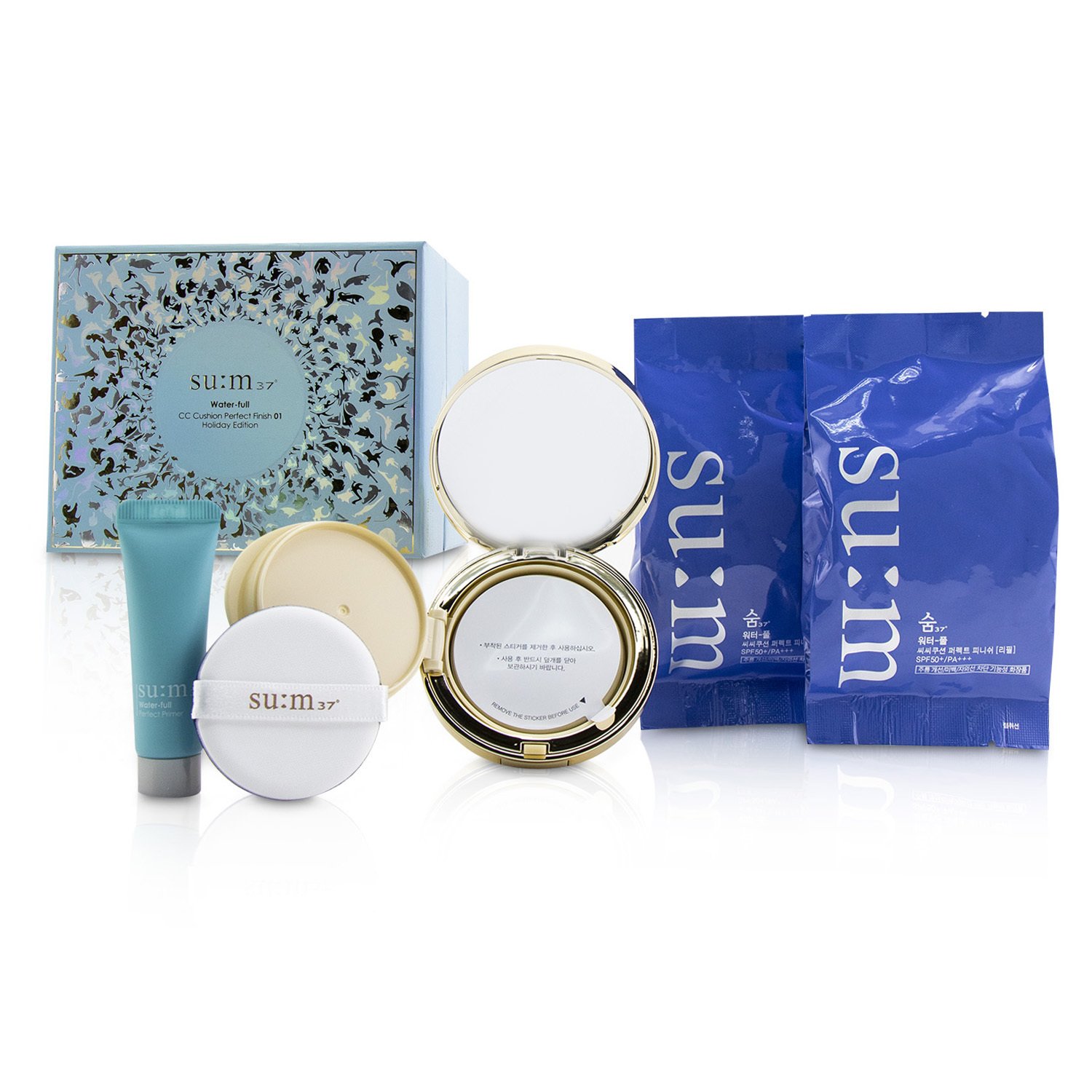 SU:M37 Water Full CC Cushion Perfect Finish SPF50 Holiday Edition 3pcs