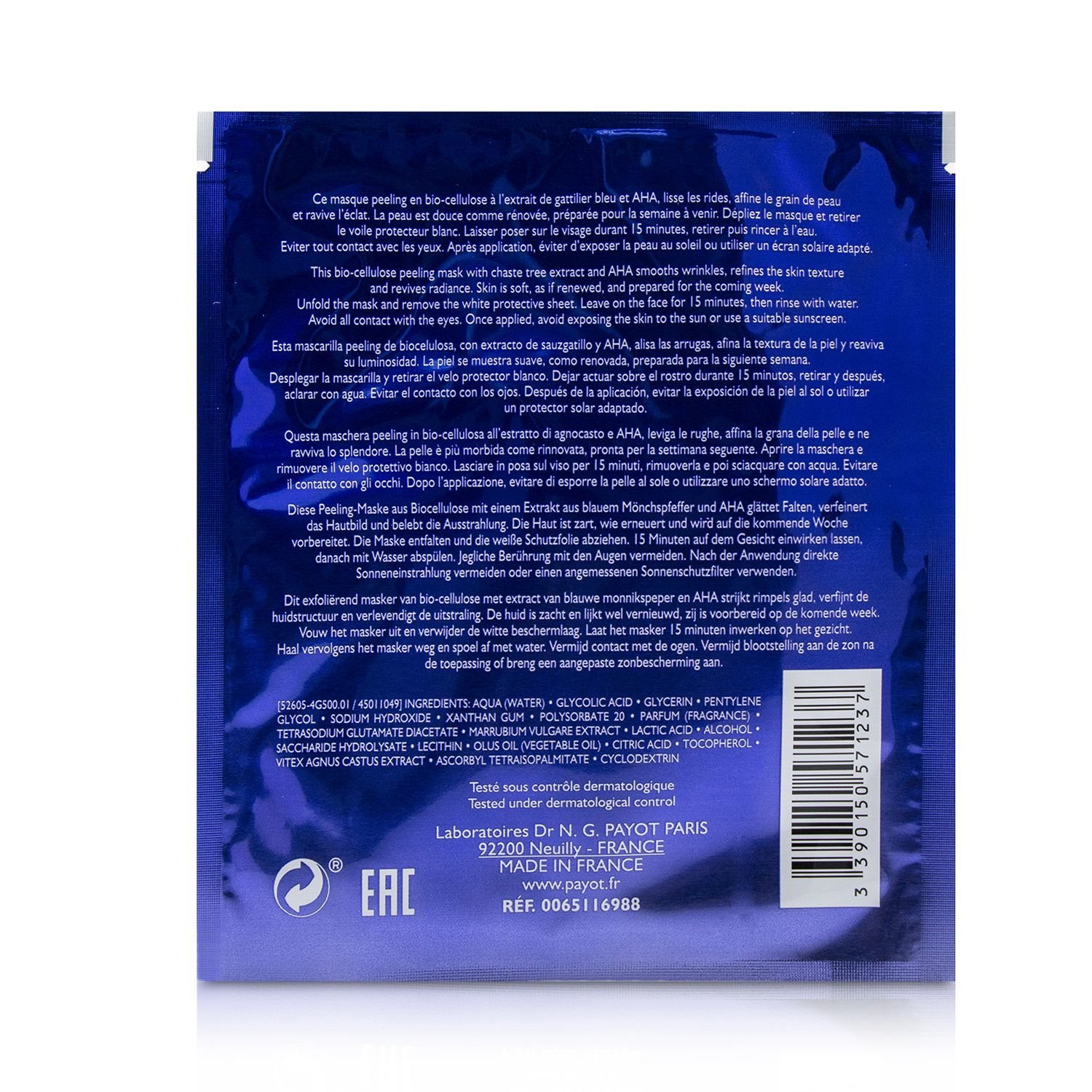 Payot Maseczka do twarzy Blue Techni Liss Week-End Chrono-Renewing Peel Mask 10pcs
