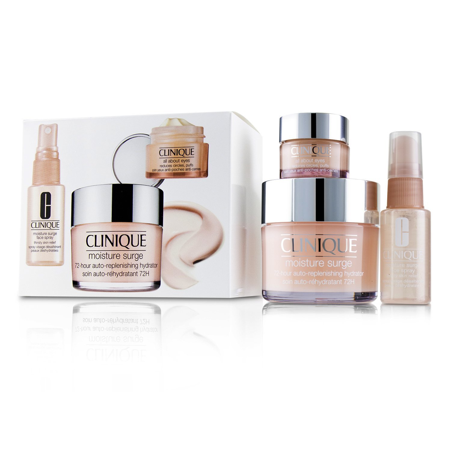 Clinique Moisture Surge Set: Moisture Surge 72-Hr 125 ml + All About Eyes 15 ml + Moisture Surge Face Spray 3pcs