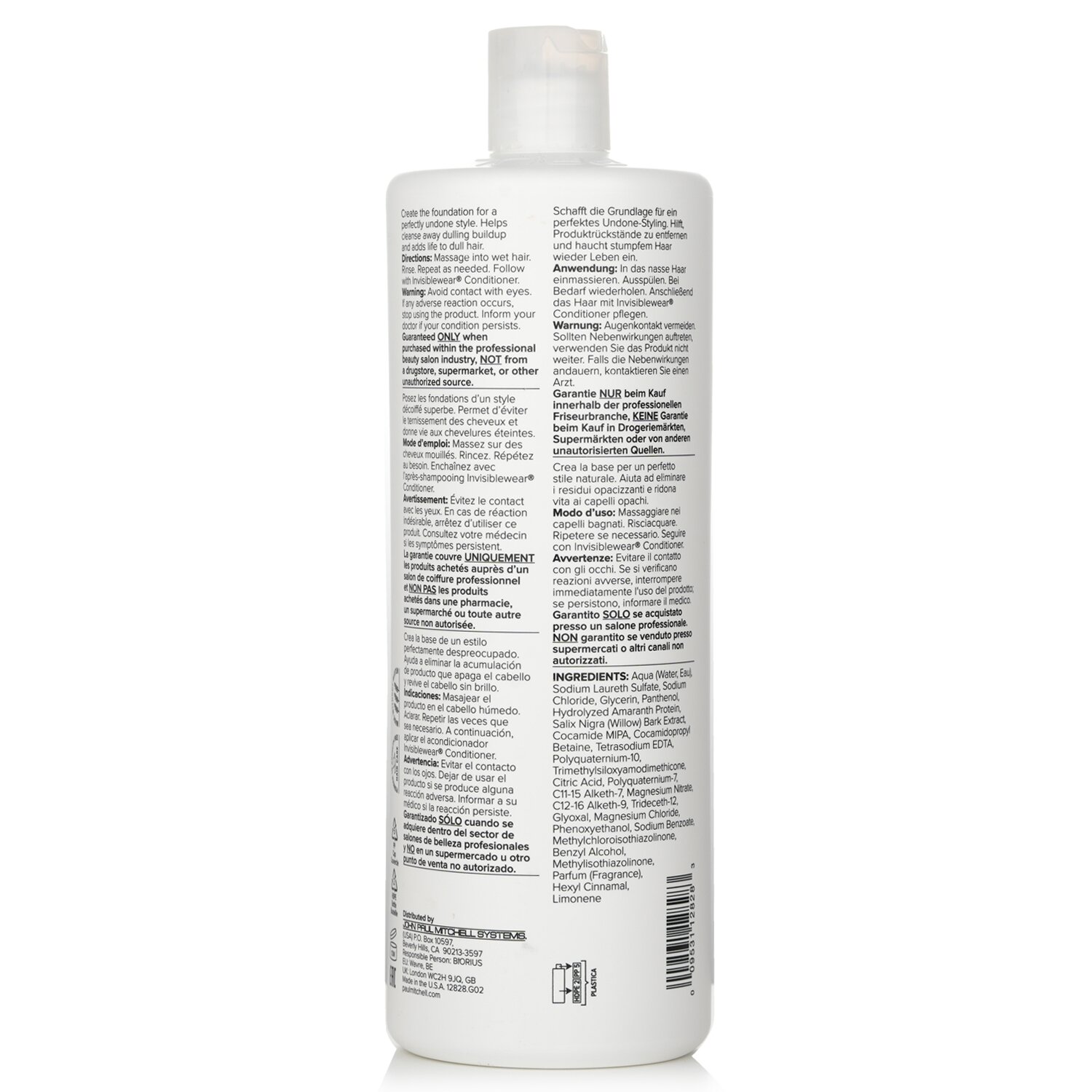 Paul Mitchell Invisiblewear Shampoo (Preps Texture - Builds Volume) 1000ml/33.8oz