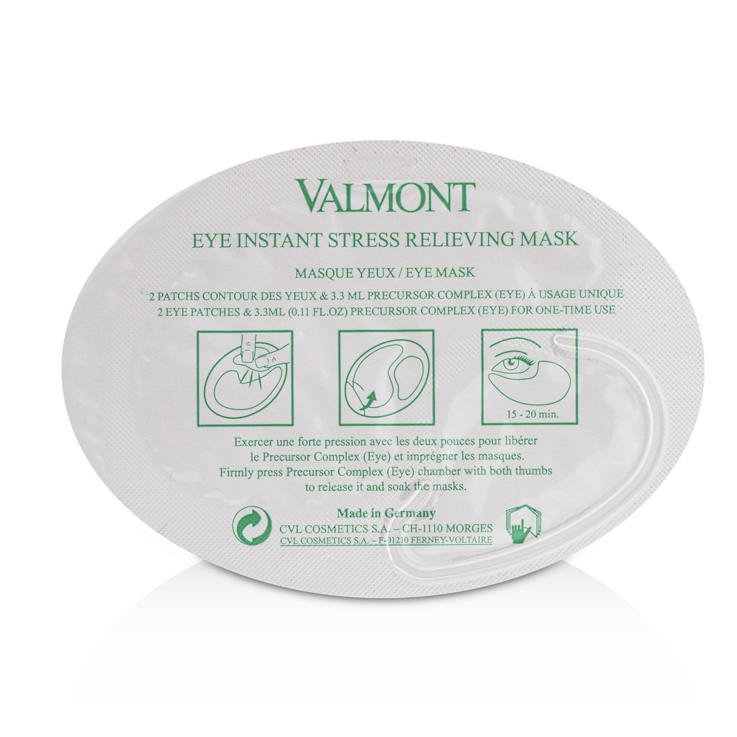 Valmont Eye Instant Stress Relieving Mask (Smoothing, Decongesting & Anti-Fatigue Eye Mask) (Single) 1pair