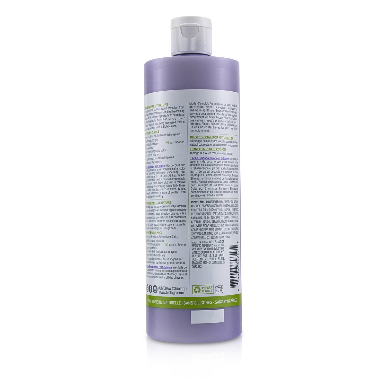 Matrix Biolage R.A.W. Color Care Acidic Milk Rinse (For Freshly Colored Hair) 500ml/16.9oz