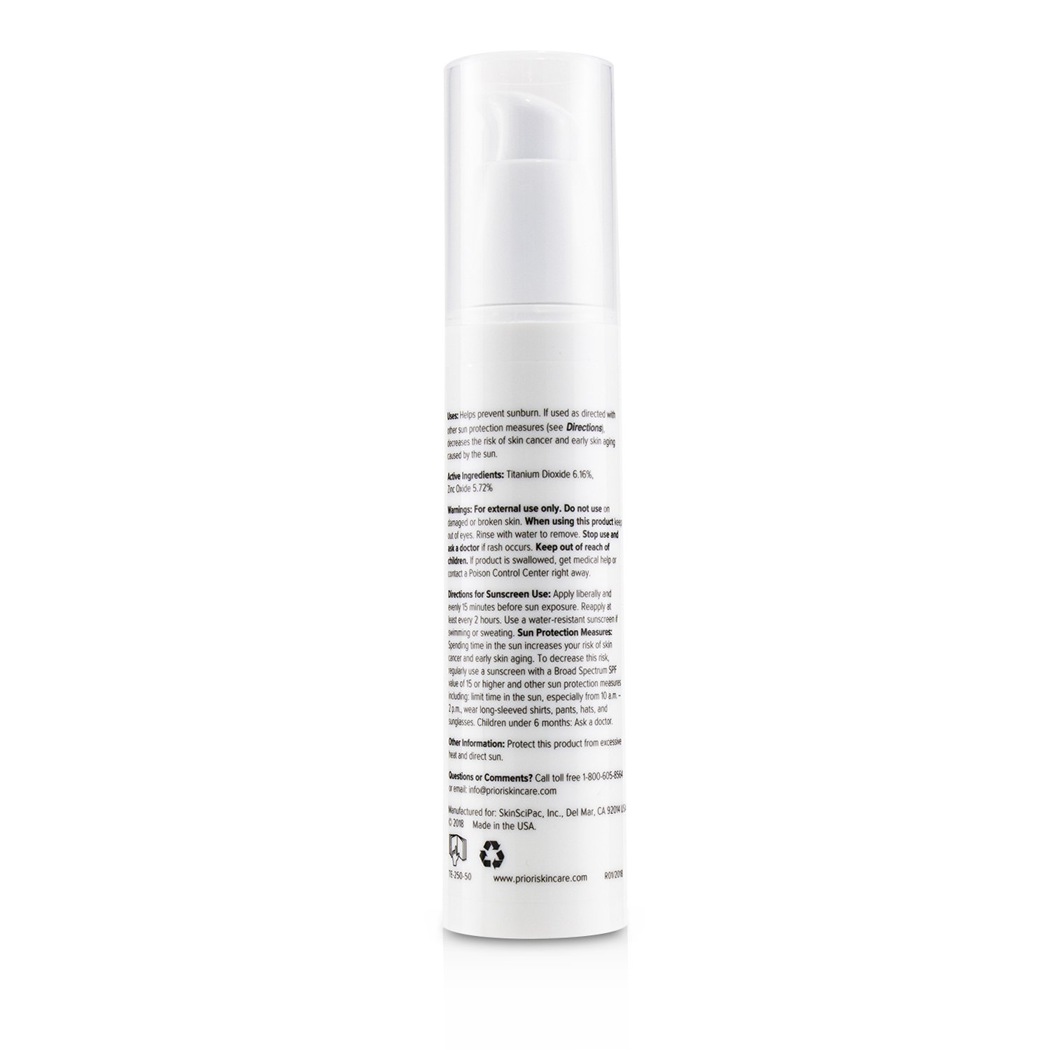 Priori TETRA fx250 Broad Spectrum SPF 50 Sunscreen Lotion - Universal 50ml/1.7oz