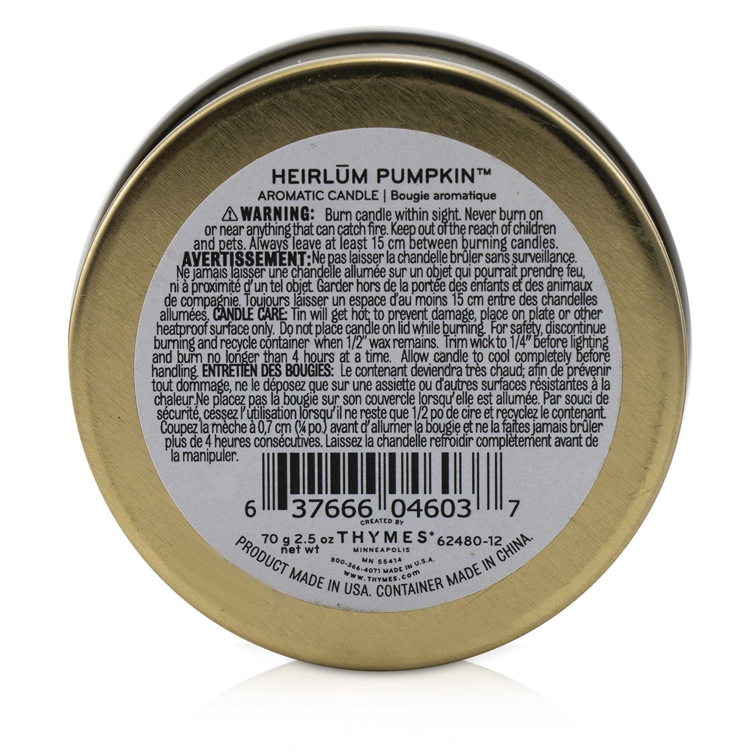 Thymes Aromatic Candle (Travel Tin) - Heirlum Pumpkin 70g/2.5oz