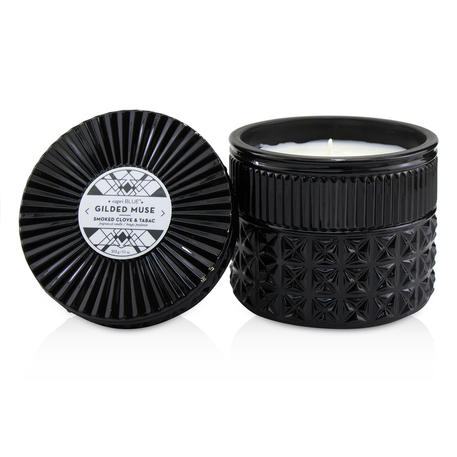 Capri Blue Świeca zapachowa Gilded Muse Faceted Jar Candle - Smoked Clove & Tabac 312g/11oz