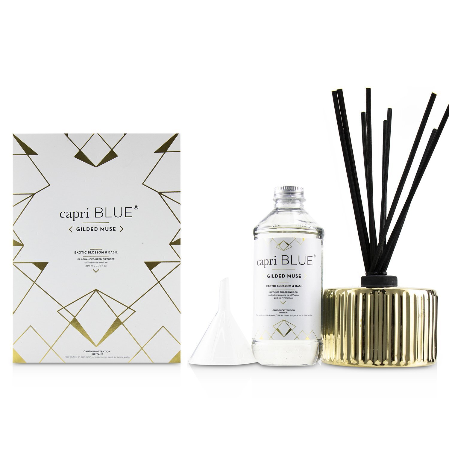 Capri Blue Gilded Muse Reed Diffuser - Exotic Blossom & Basil 230ml/7.75oz