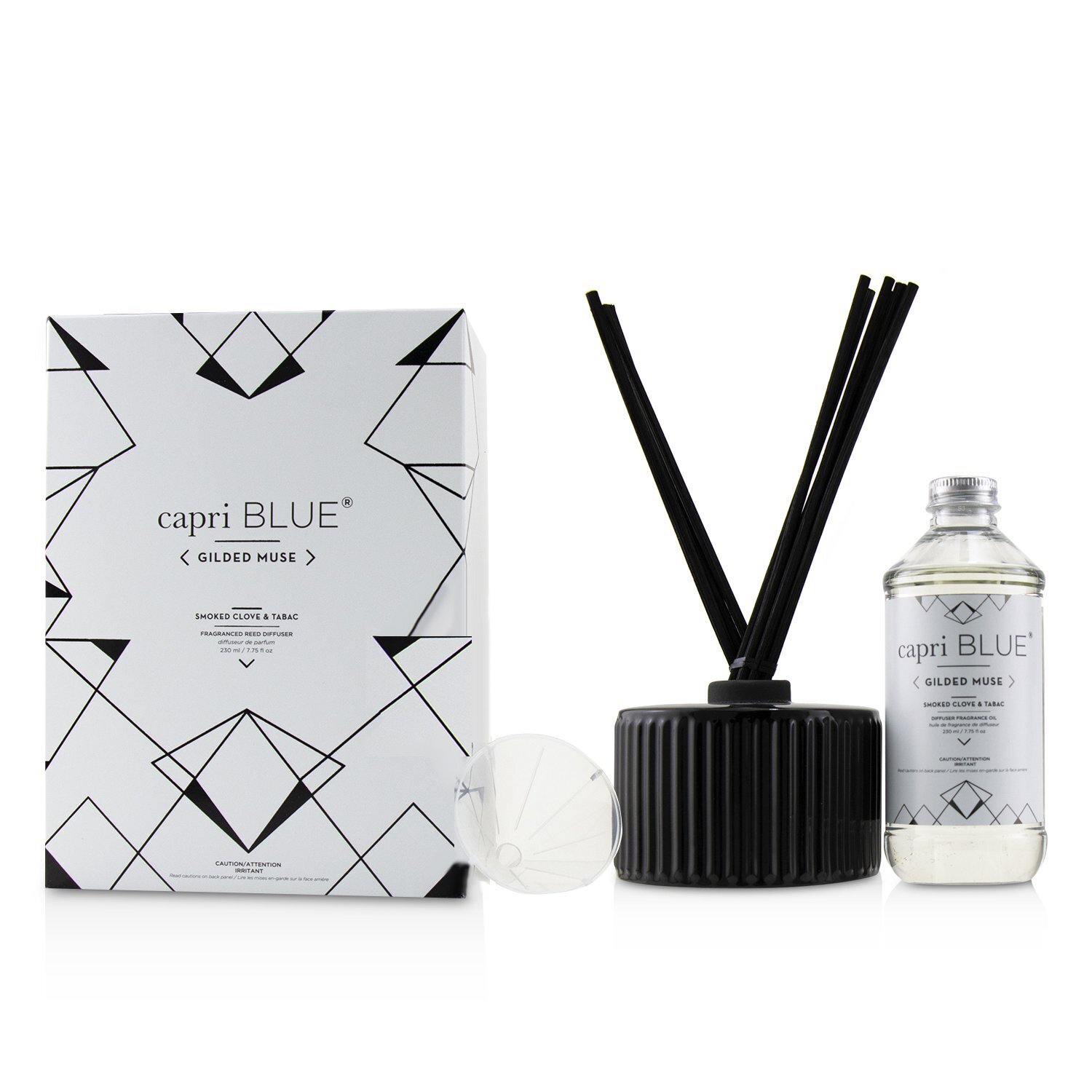 Capri Blue Gilded Muse Reed Diffuser - Smoked Clove & Tabac 230ml/7.75oz