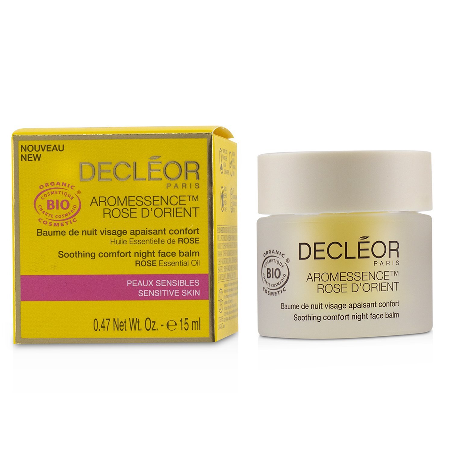 Decleor Łagodzący balsam do twarzy Aromessence Rose D'Orient Soothing Comfort Night Face Balm - dla skóry wrażliwej 15ml/0.47oz