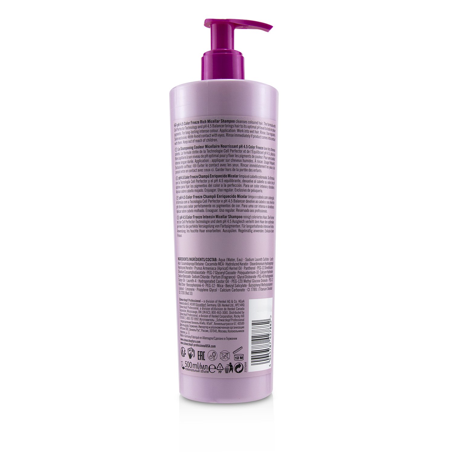 Schwarzkopf BC Bonacure pH 4.5 Color Freeze Rich Micellar Shampoo (For Overprocessed Coloured Hair) 500ml/16.9oz