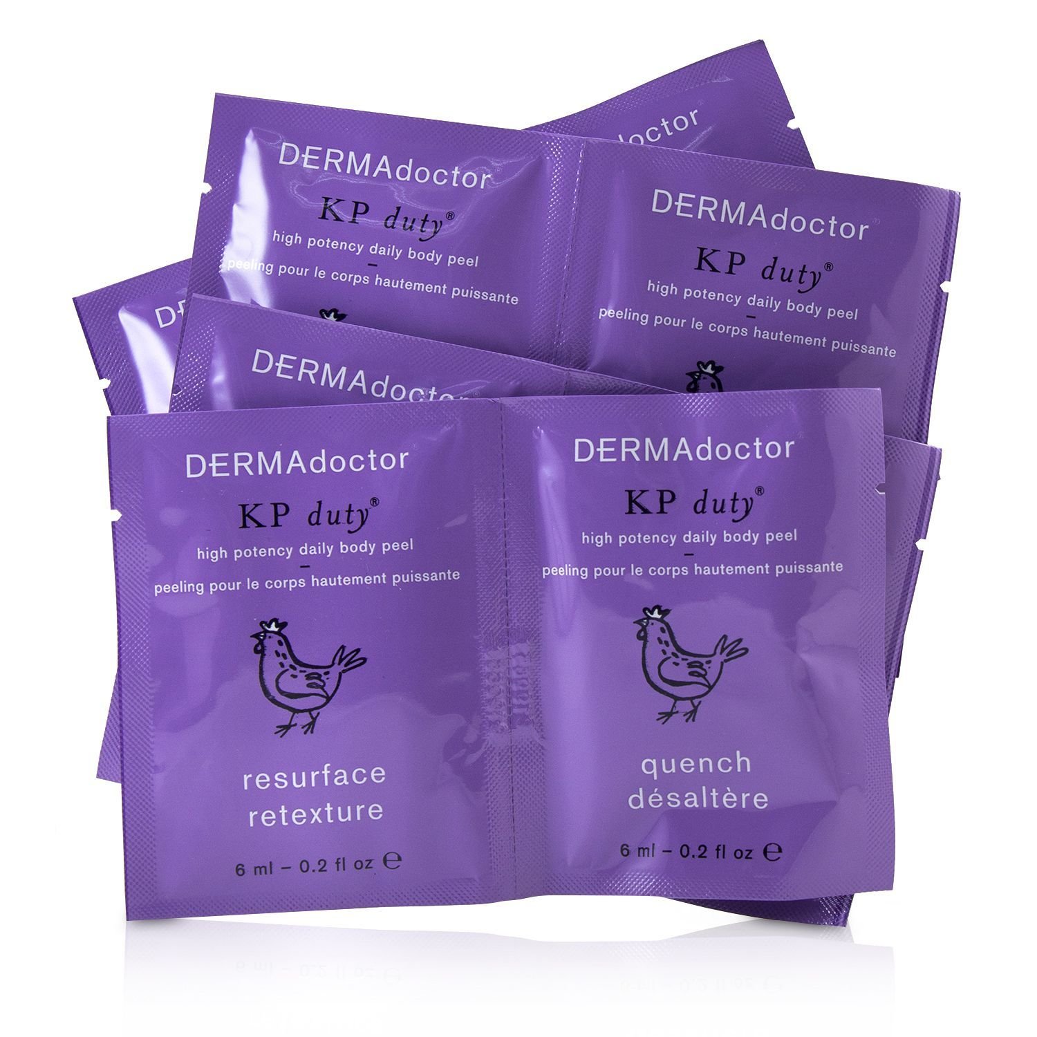 DERMAdoctor KP Duty High Potency Daily Body Peel (30x Resurface Treatments 6ml/2oz, 30x Quench Treatments 6ml/2oz) 30counts
