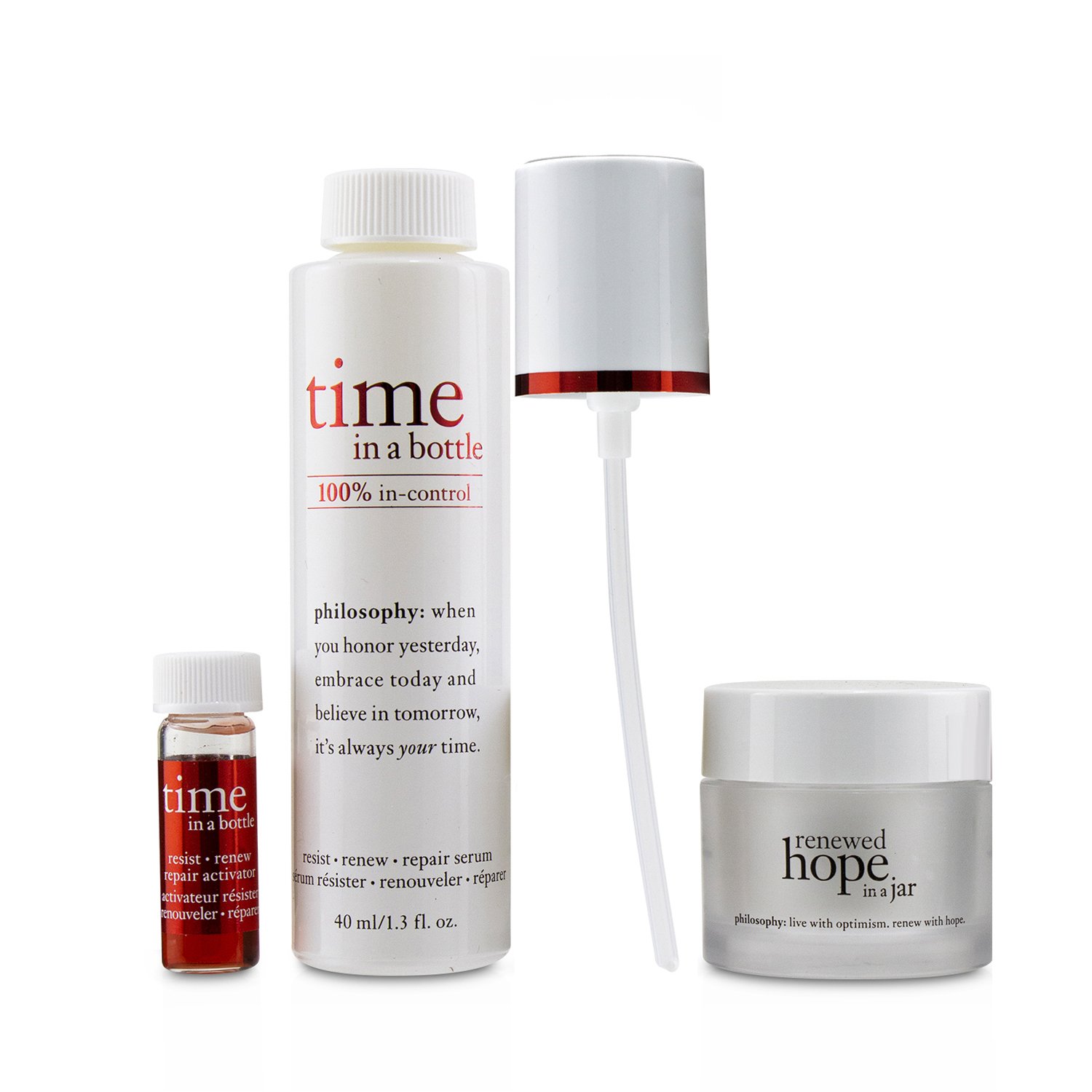 Philosophy Hydrating & Glow Renewing Duo: Time In A Bottle Serum+Activator+Renewed Hope In A Jar 3pcs