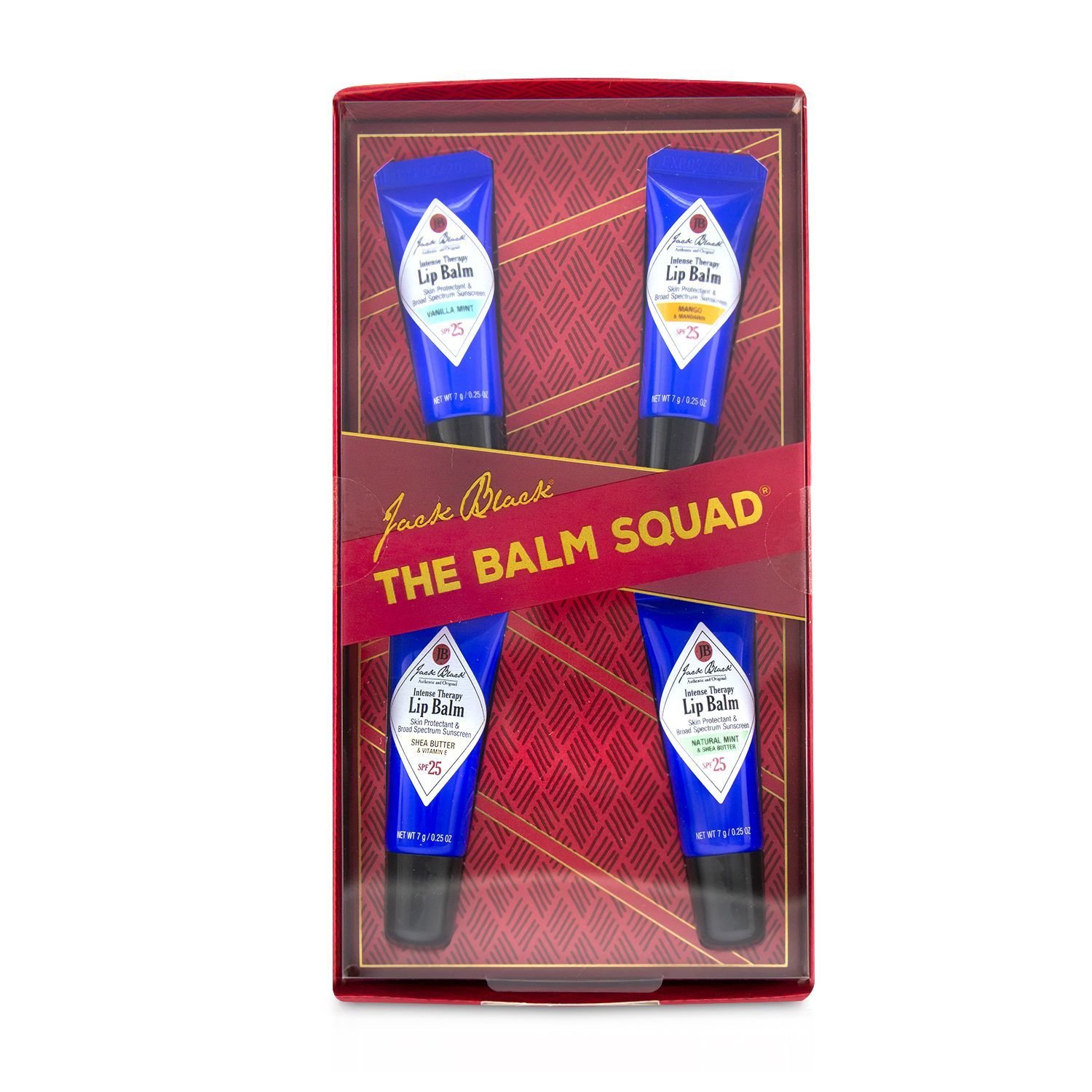 Jack Black Set de Regalo The Balm Squad: Intense Therapy Bálsamo de Labios SPF25 (Natural Mint & Shea Butter + Shea Butter & Vitamin E + Vanilla Mint + Mango & Mandarin) 4pcs
