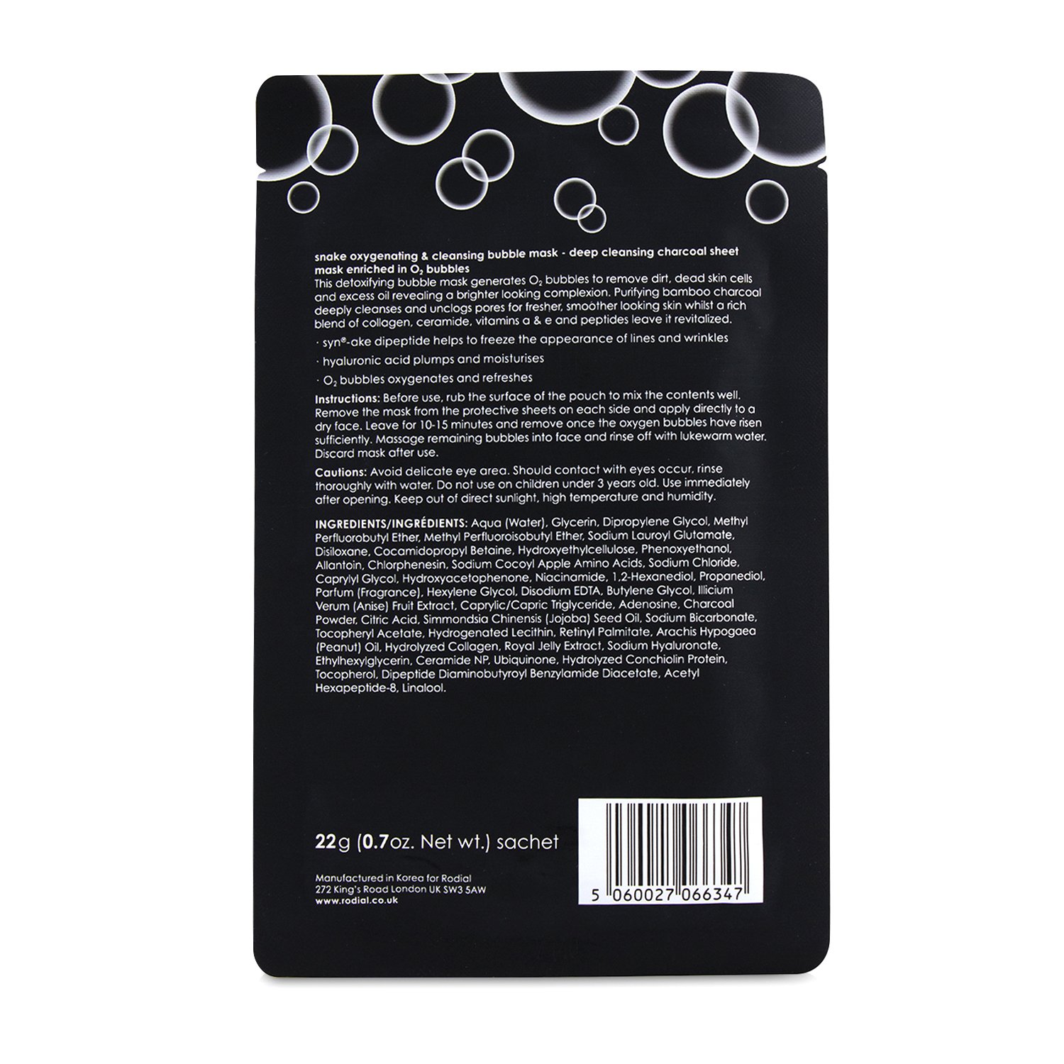 Rodial Snake Mascarilla de Burbujas Oxigenante & Limpiadora 8pcs