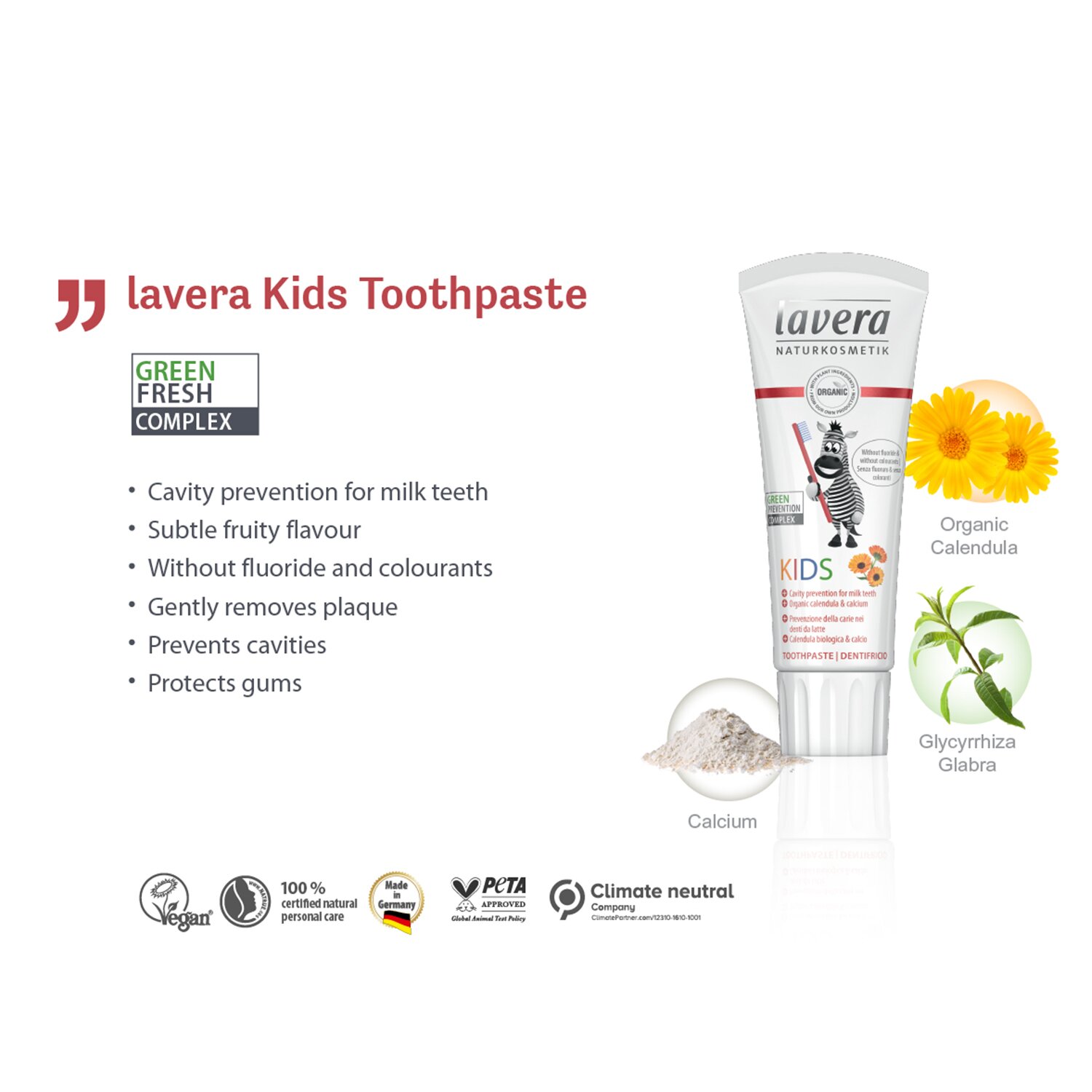 Lavera Pasta do zębów dla dzieci - z organicznym nagietkiem i wapniem 75ml/2.5oz