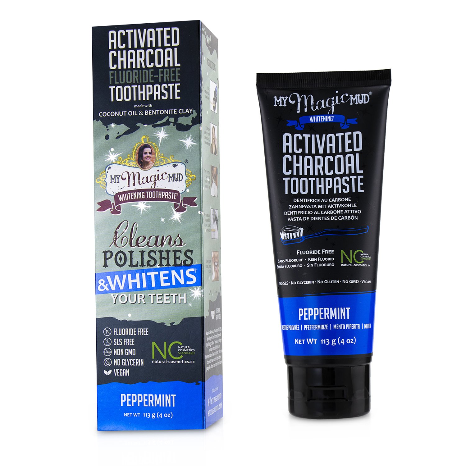 My Magic Mud Activated Charcoal Toothpaste (Fluoride-Free) - Peppermint 113g/4oz