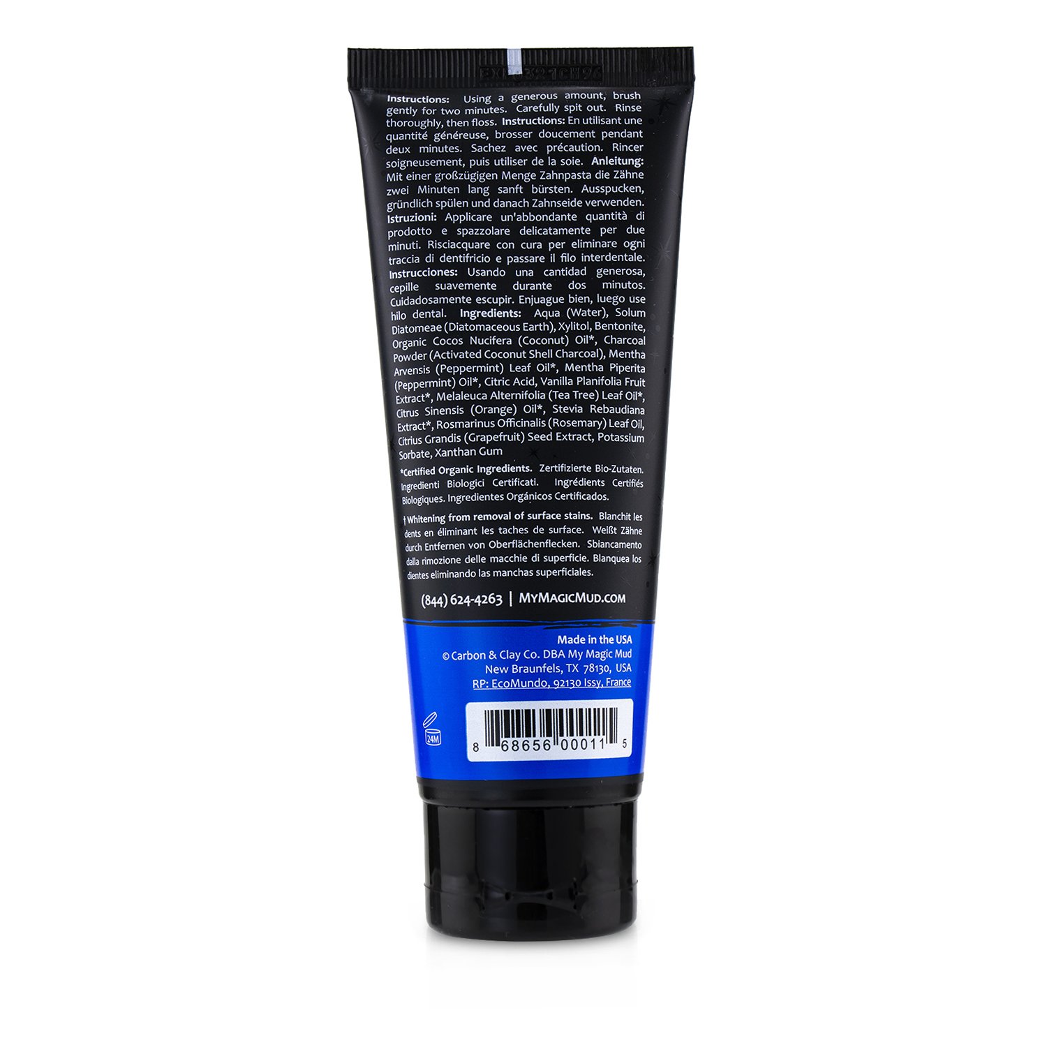 My Magic Mud Activated Charcoal Toothpaste (Fluoride-Free) - Peppermint 113g/4oz
