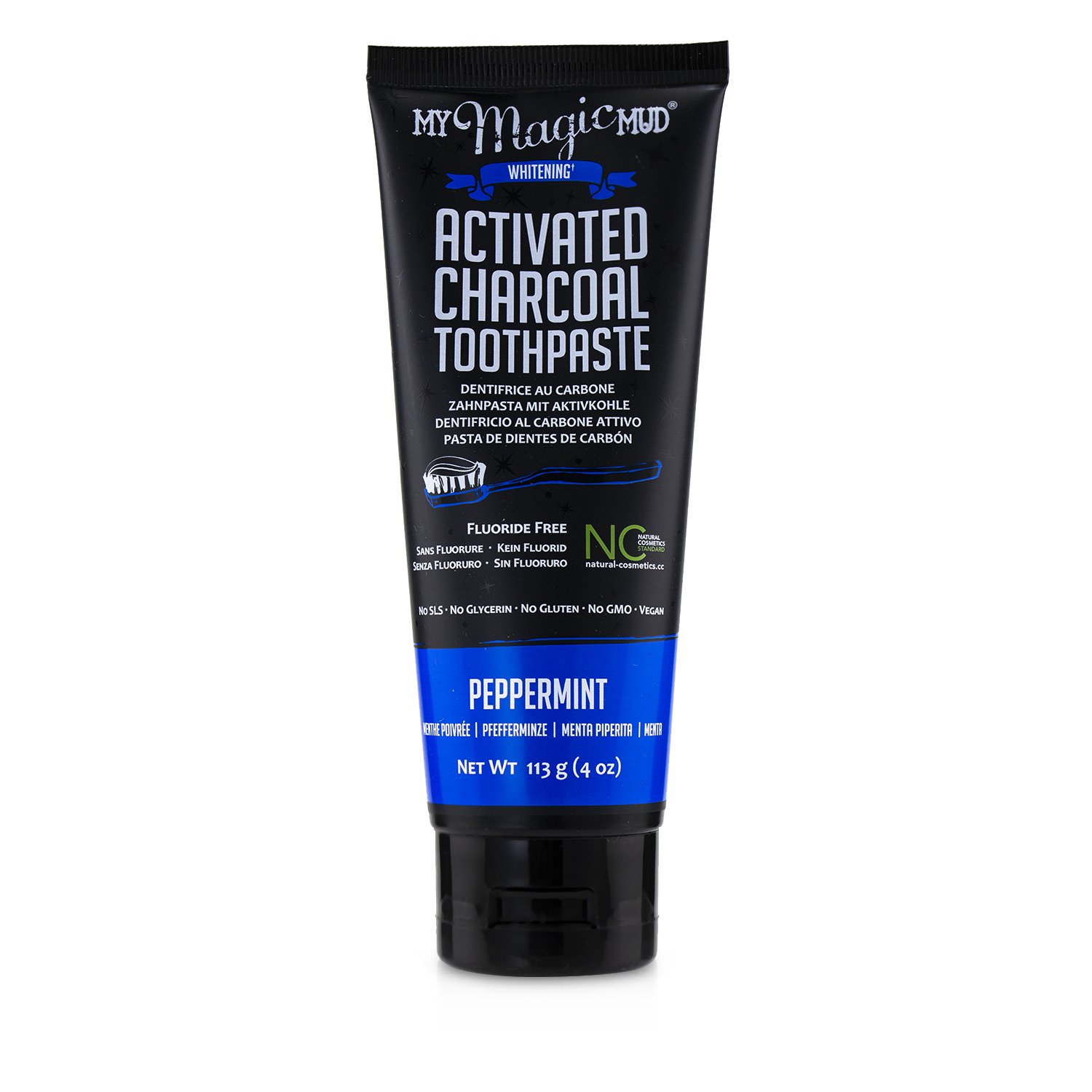 My Magic Mud Activated Charcoal Toothpaste (Fluoride-Free) - Peppermint 113g/4oz