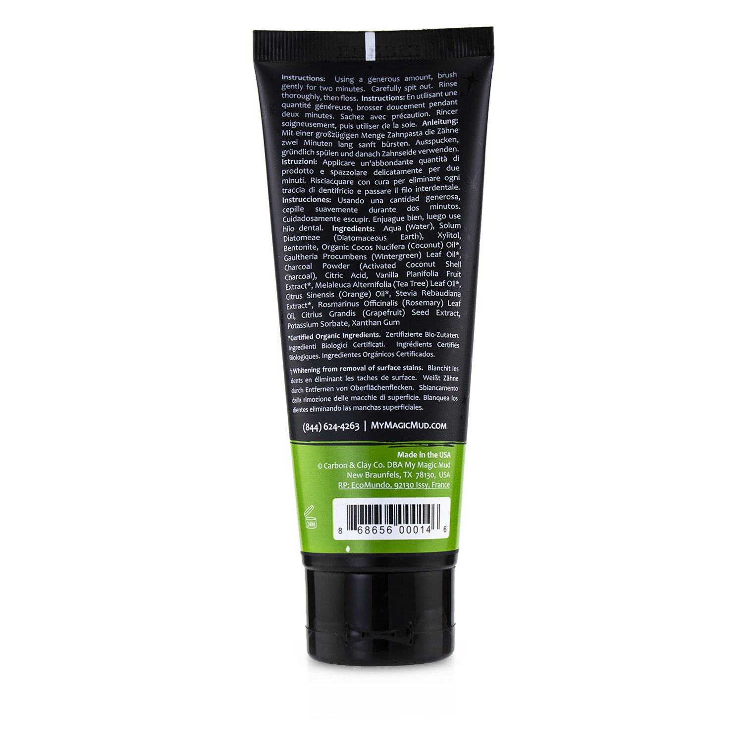 My Magic Mud معجون أسنان بالفحم النشط (خالٍ من الفلورايد) - وينترغرين 113g/4oz