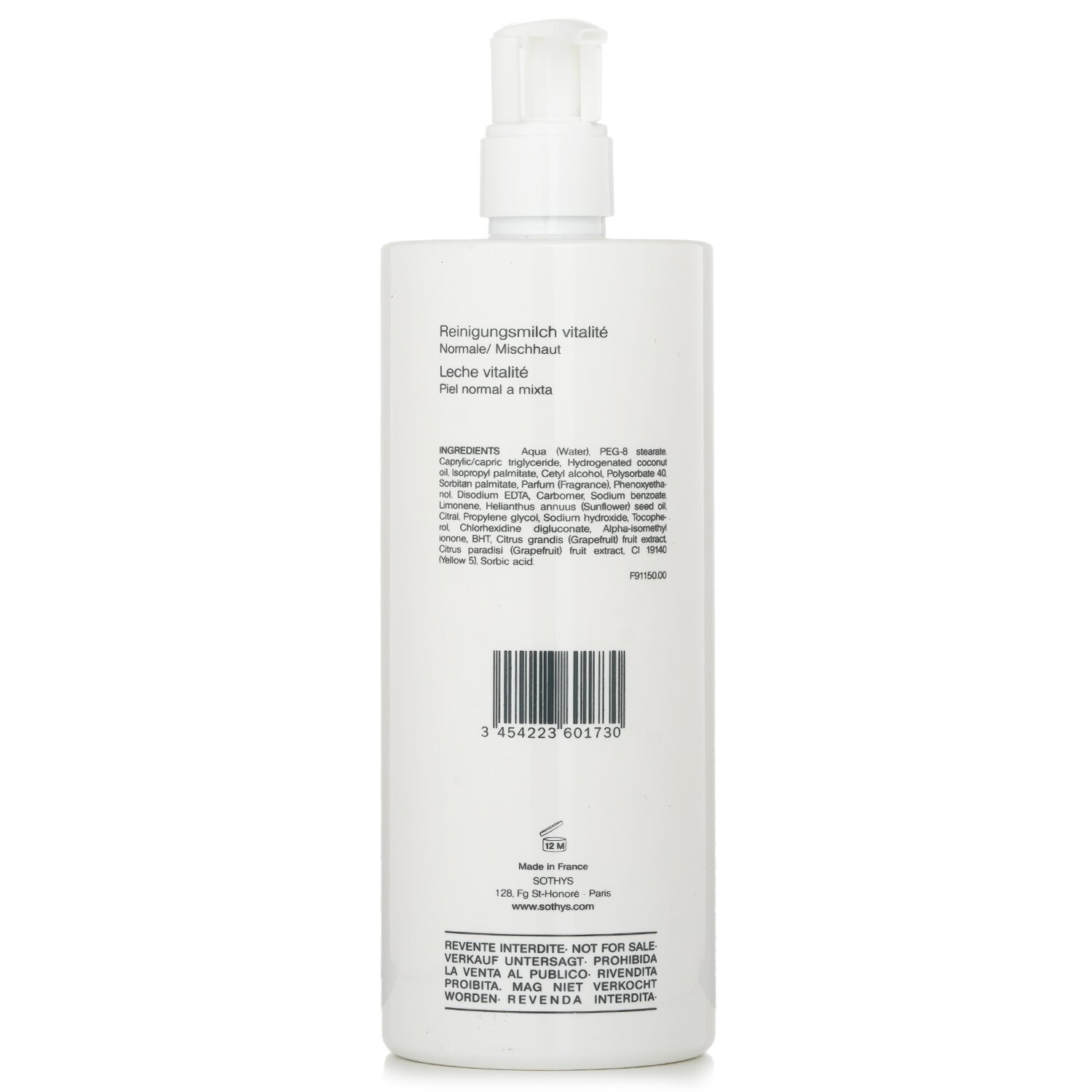 Sothys Vitality Cleansing Milk - For Normal to Combination Skin , With Grapefruit Extract (Salon Size) 500ml/16.9oz
