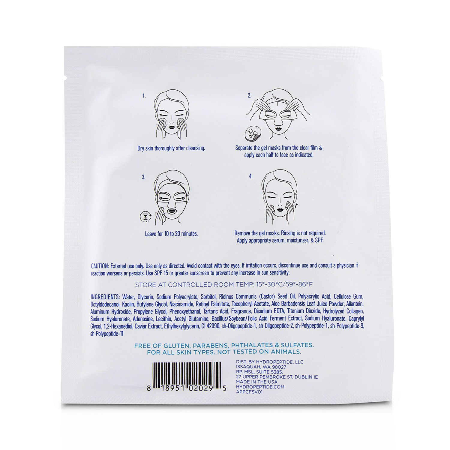 HydroPeptide Polypeptide Collagel+ Line Lifting Hydrogel Mask For Face (Salon Product) 12sheets