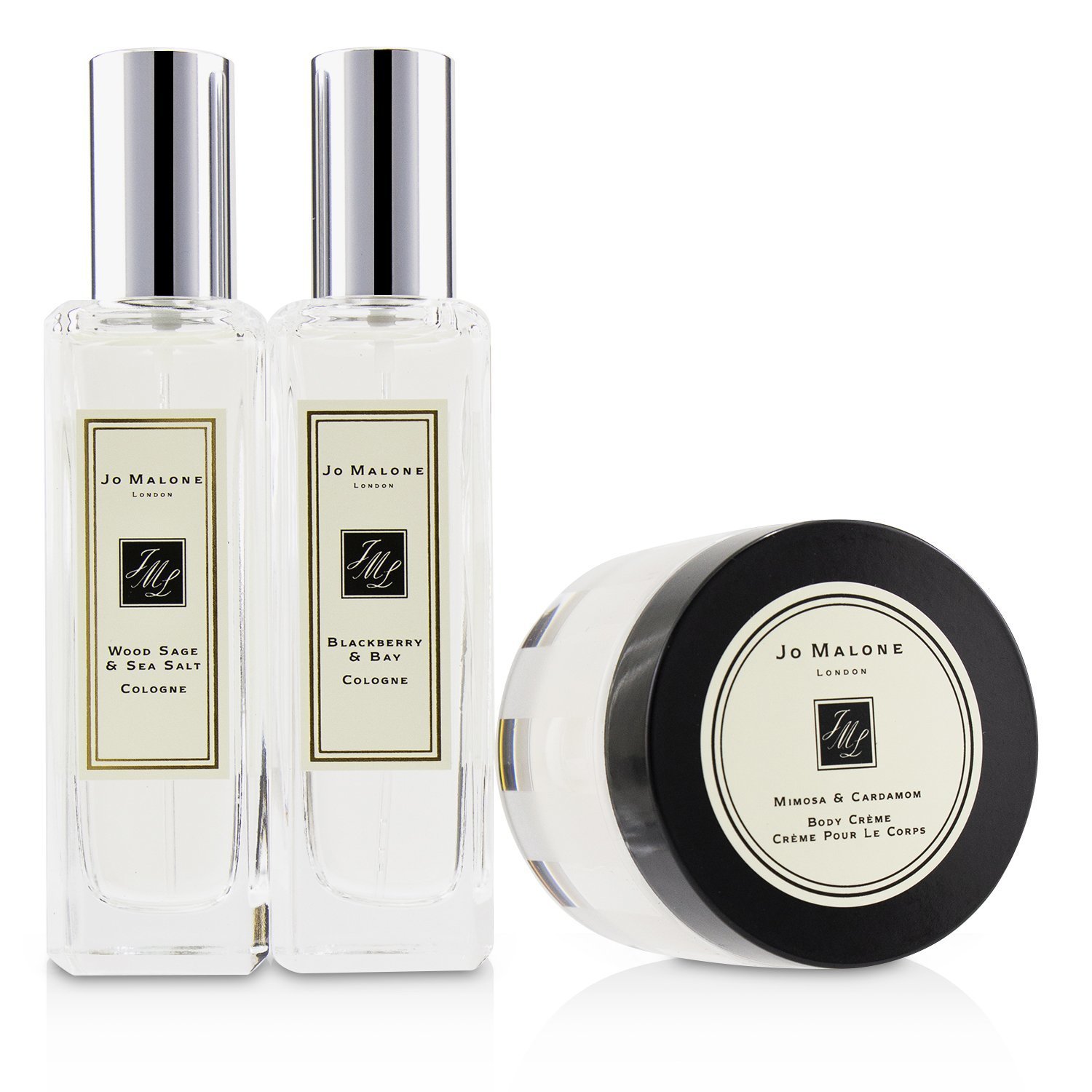 Jo Malone Набор: Blackberry & Bay Одеколон Спрей 30мл/1унц + Wood Sage & Sea Salt Одеколон Спрей 30мл/1унц + Mimosa & Cardamom Крем для Тела 50мл/1.7унц 3pcs