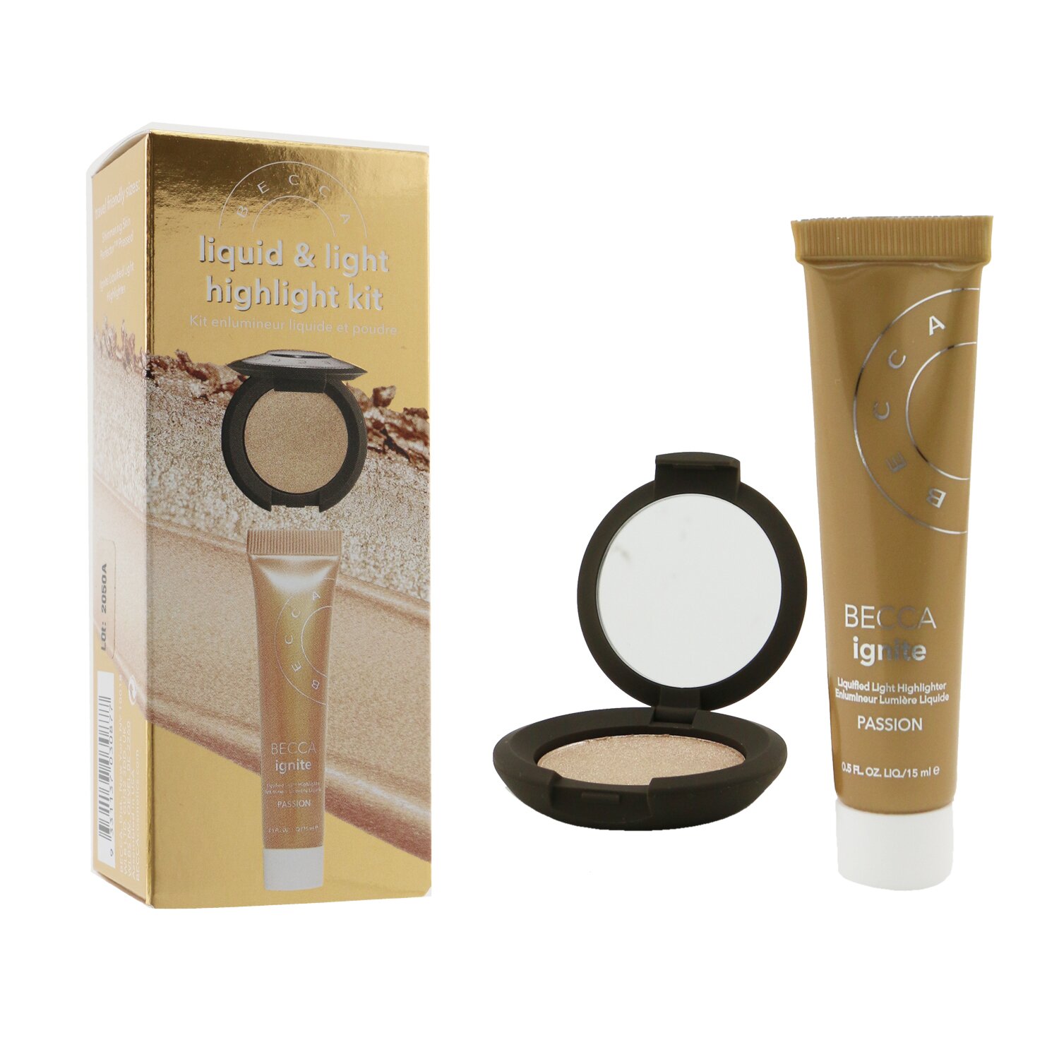 Becca Liquid & Light Highlight Kit (1x Mini Highlighter + 1x Mini Pressed Highlighter) 2pcs
