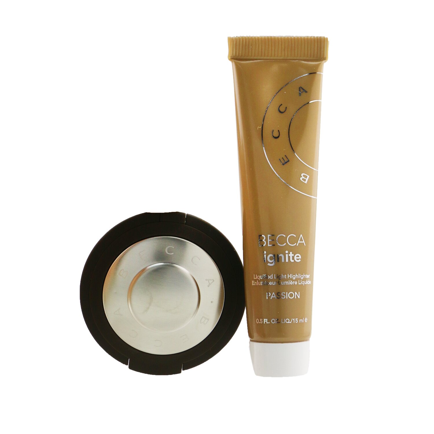 Becca Liquid & Light Highlight Kit (1x Mini Highlighter + 1x Mini Pressed Highlighter) 2pcs