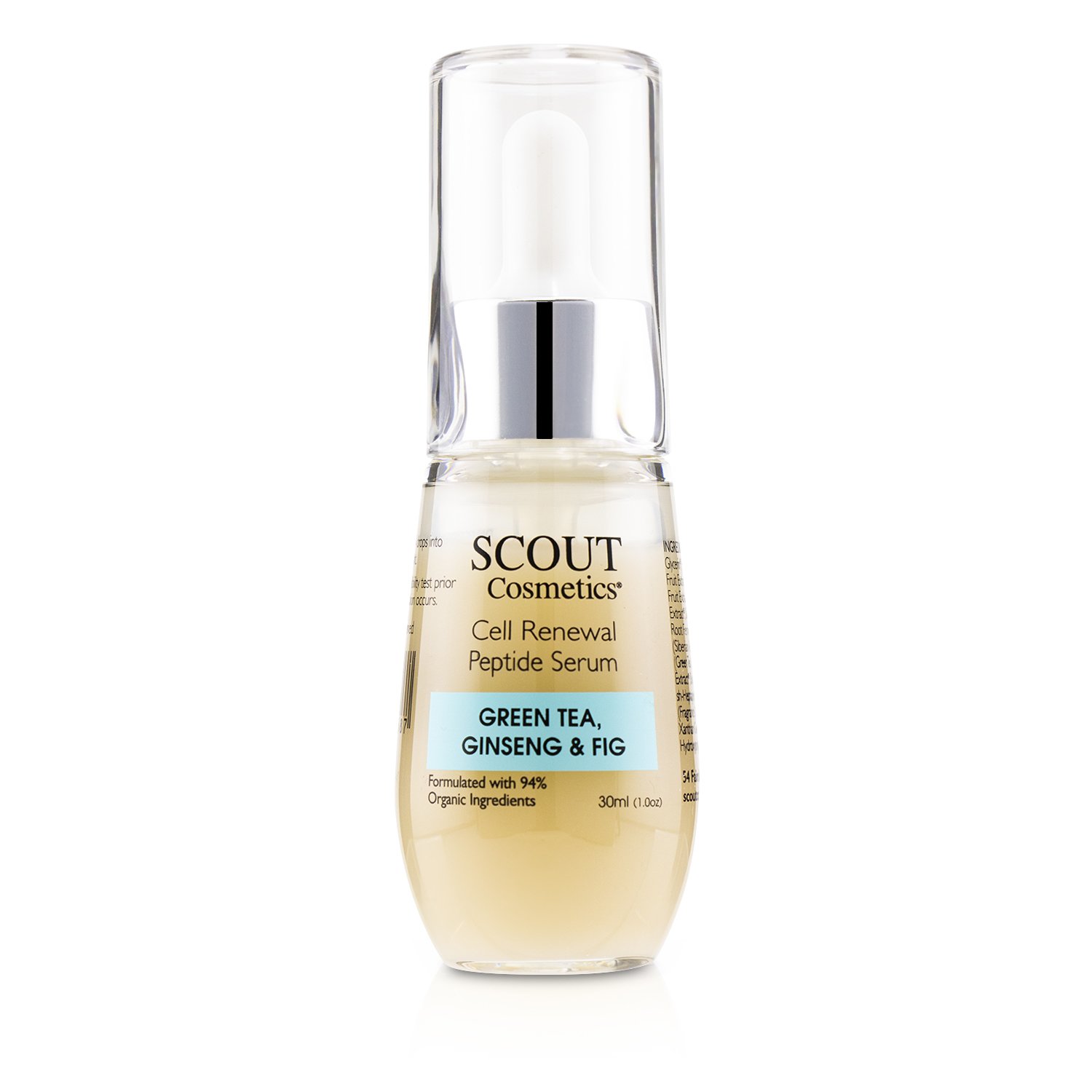 SCOUT Cosmetics Suero de Péptidos Renovador Celular con Té Verde, Ginseng & Higo 30ml/1oz