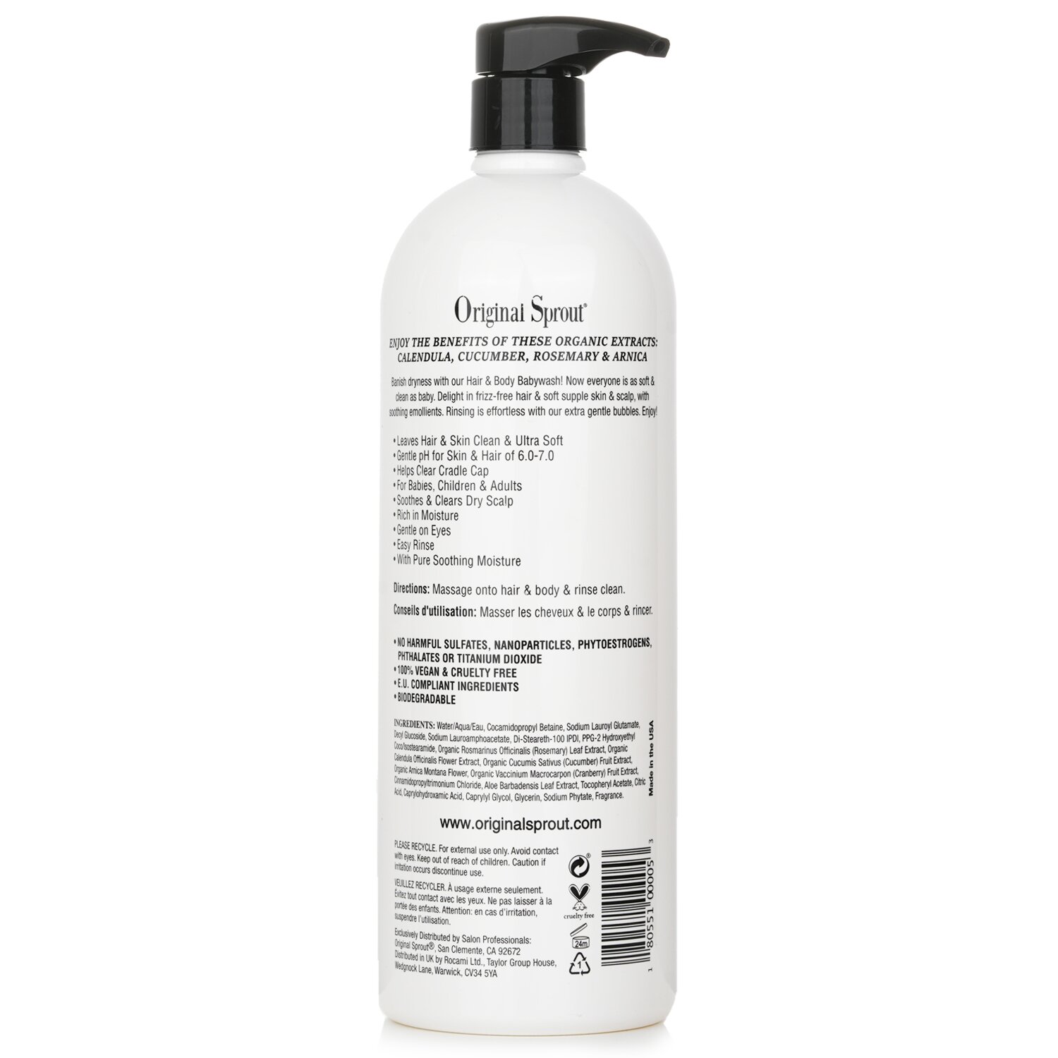 Original Sprout Natural Family Collection Hair & Body Baby Wash With Pure Soothing Moisture (For Babies & Up) (New Packaging) 946ml/32oz