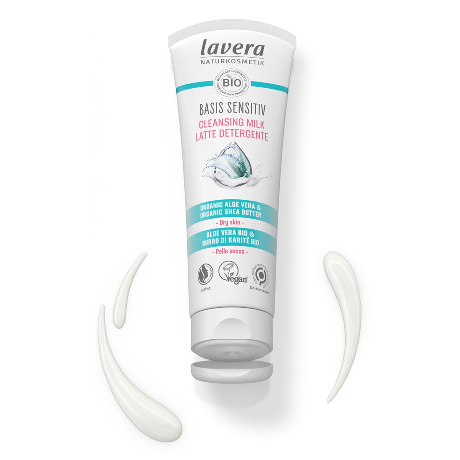 Lavera Basis Sensitiv Cleansing Milk - Organic Aloe Vera & Organic Shea Butter (For Dry & Sensitive Skin 125ml/4oz