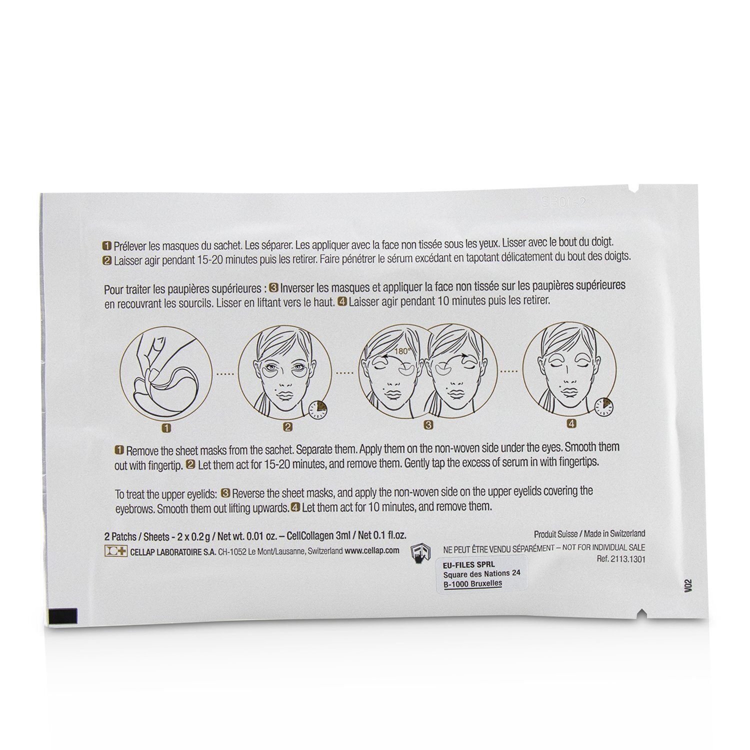 Cellcosmet & Cellmen Cellcosmet CellEctive CellCollagen Eye Contour Relaxing Smoothing Cellular Sheet Masks 5x2patchs