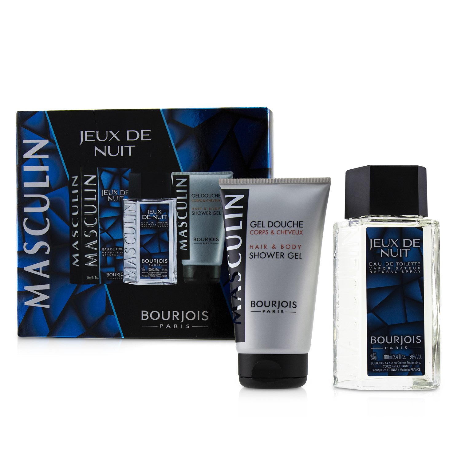 Bourjois Masculin Coffret: Jeux De Nuit Eau De Toilette Spray 100ml/3.3oz + Hair & Body Shower Gel 150ml/5oz 2pcs