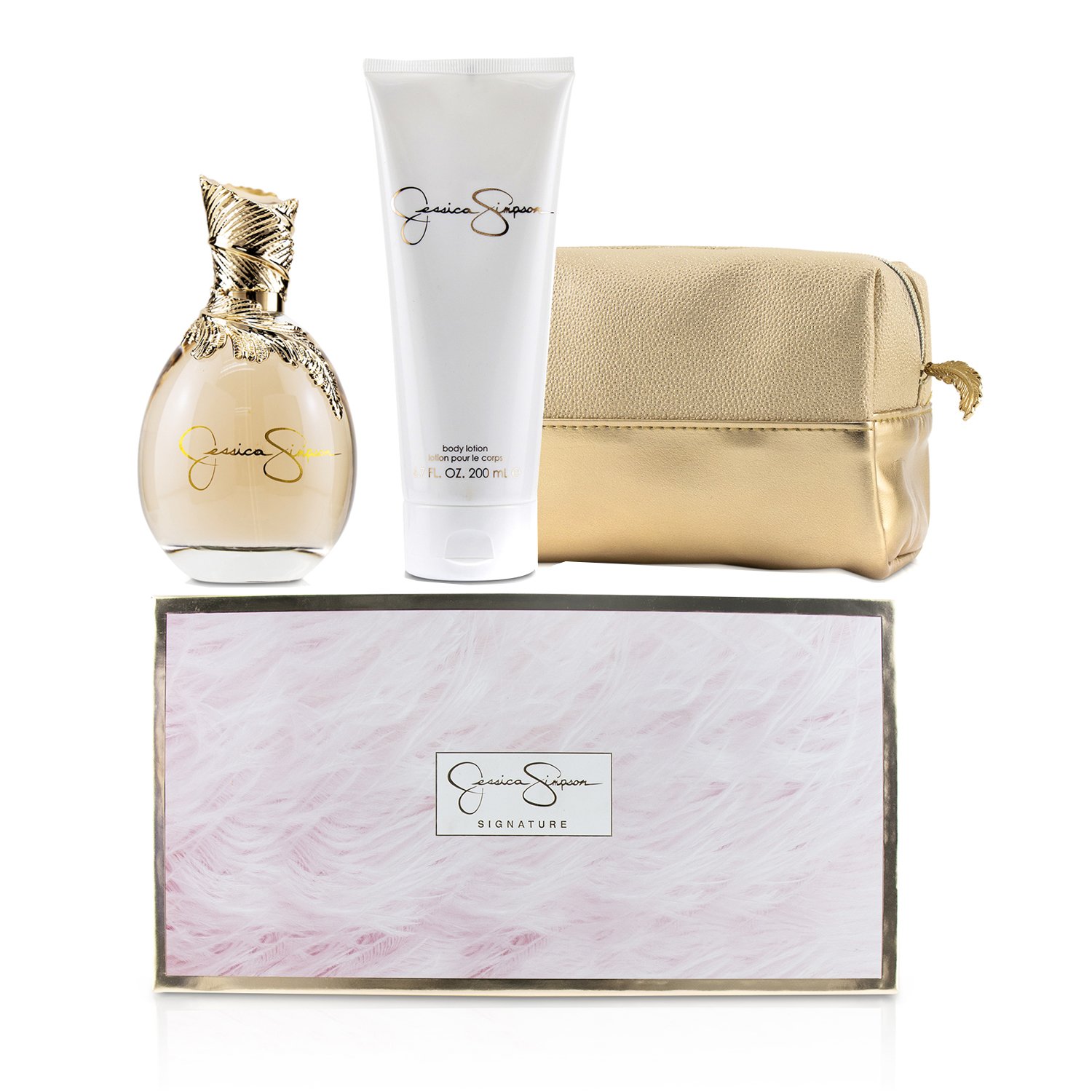 Jessica Simpson Signature Coffret: Eau De Parfum Spray 100ml/3.4oz + Loción Corporal 200ml/6.7oz + Bolsa Cosmética 2pcs+Bag